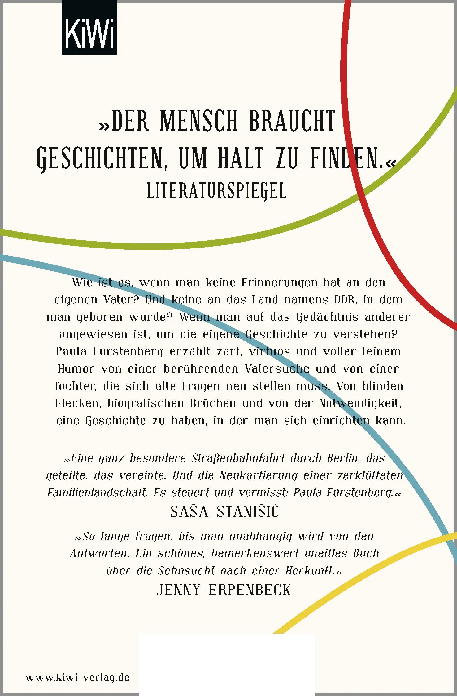 Buchrückseite von 'Familie der geflügelten Tiger' mit Klappentext - Taschenbuch