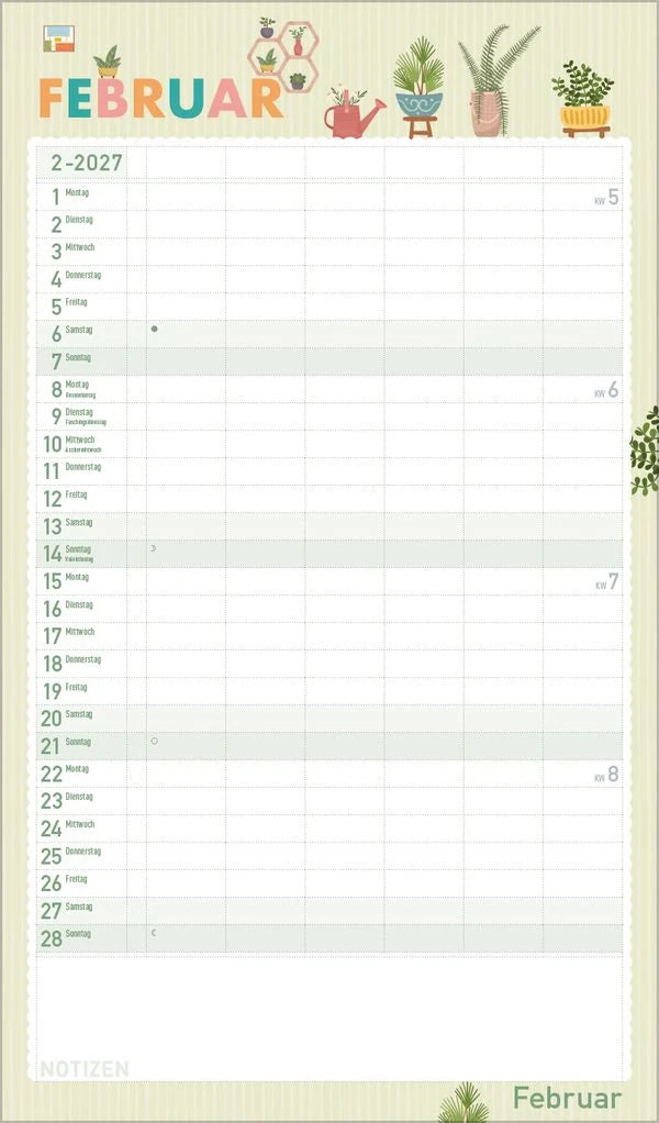 Familienplaner Happy Plants 2027 – Ansicht