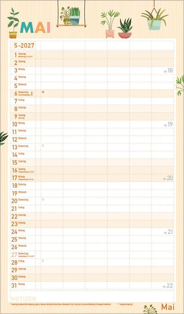 Familienplaner Happy Plants 2027 – Ansicht