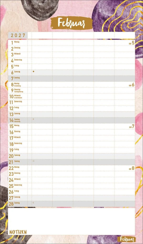 Familienplaner Metallic Glam 2027 – Ansicht