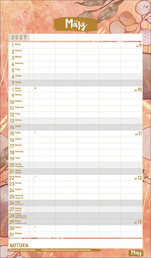 Familienplaner Metallic Glam 2027 – Ansicht