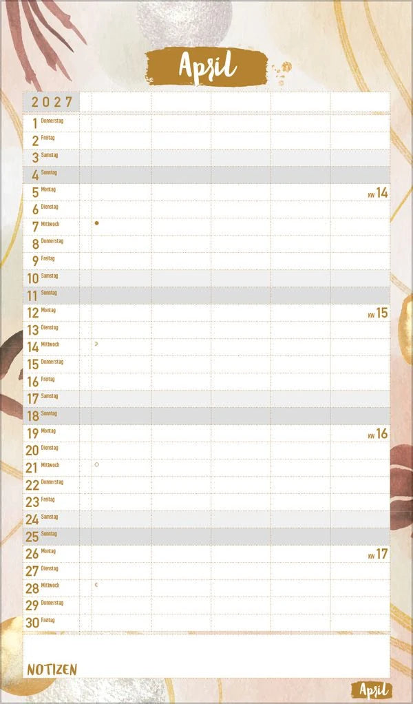 Familienplaner Metallic Glam 2027 – Ansicht