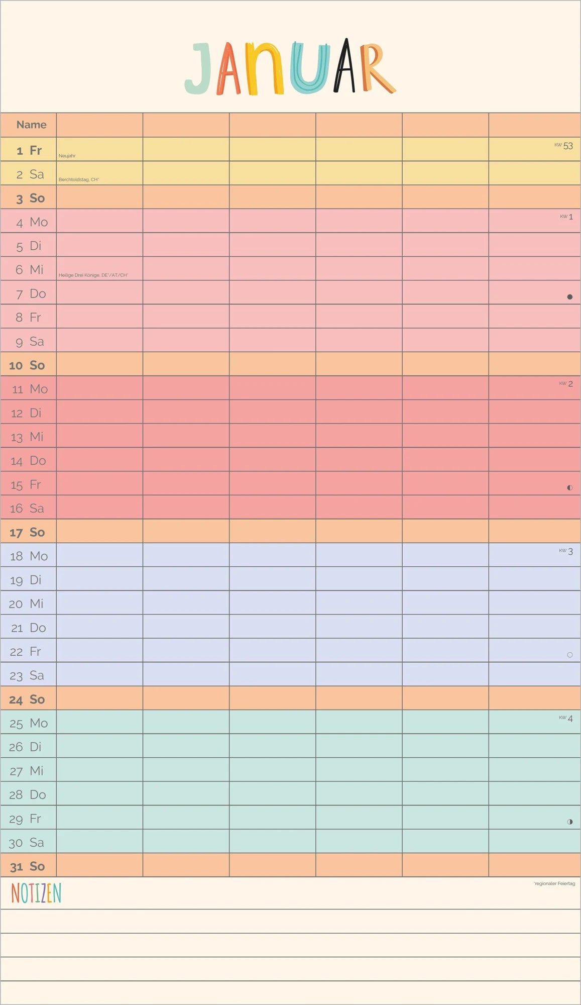 Familienplaner Unser buntes Jahr 2027 – Ansicht