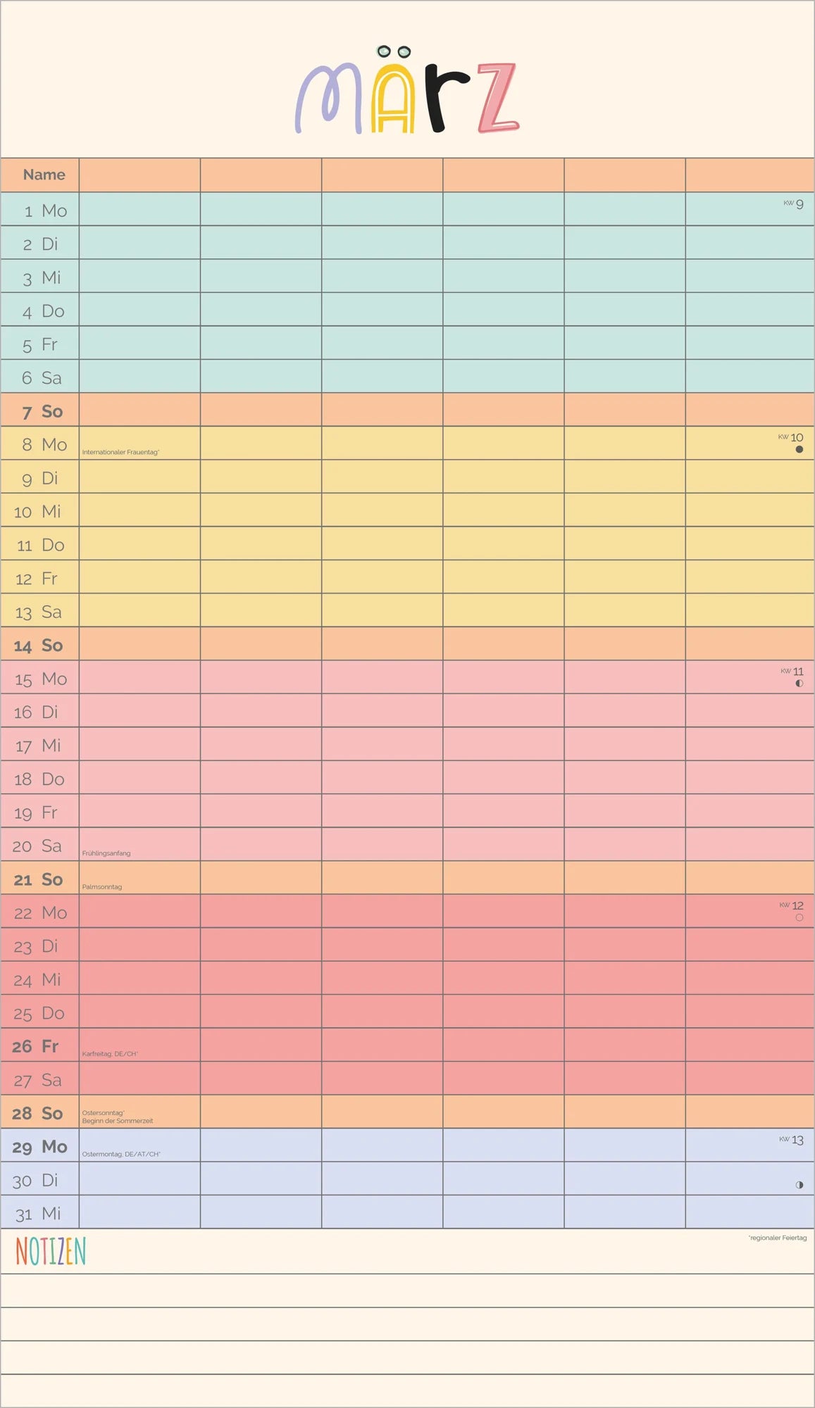 Familienplaner Unser buntes Jahr 2027 – Ansicht