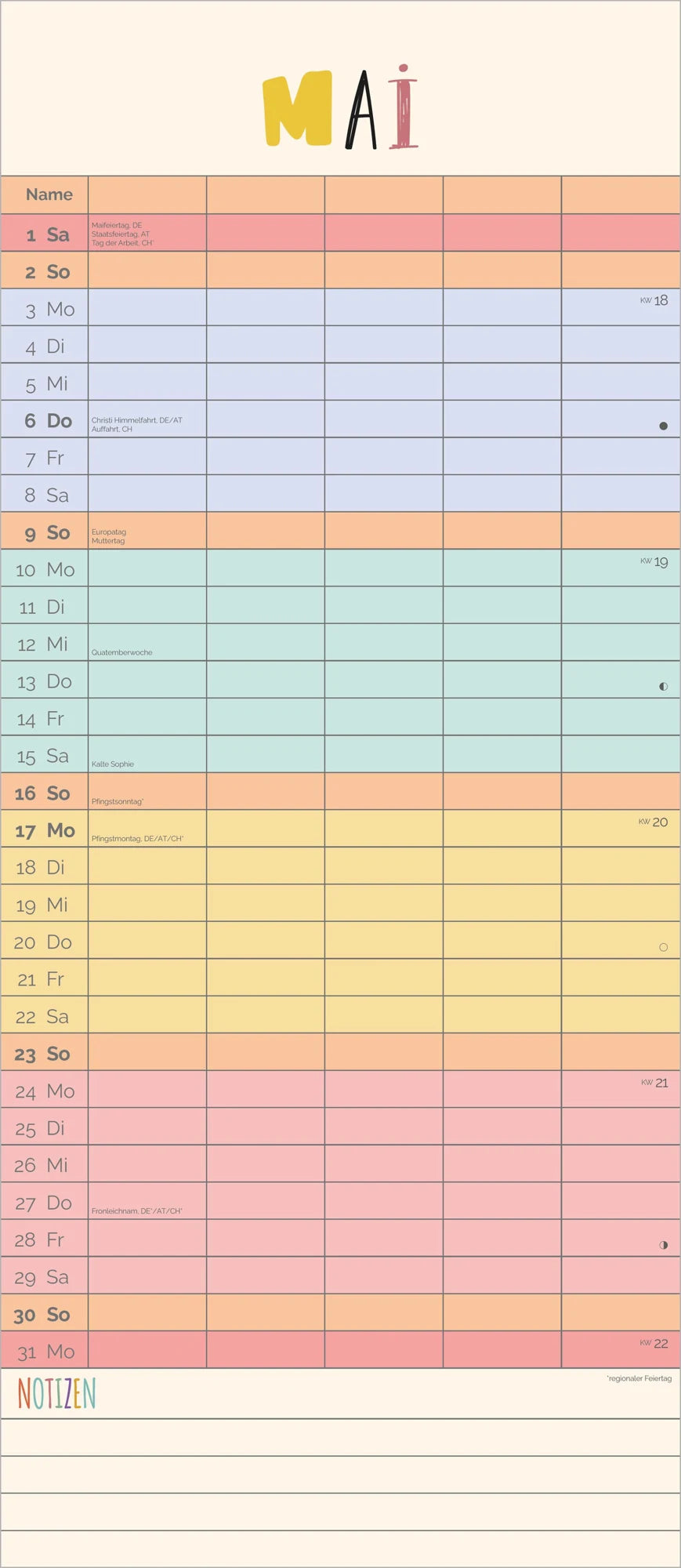 Familienplaner Unser buntes Jahr XL 2027 – Ansicht