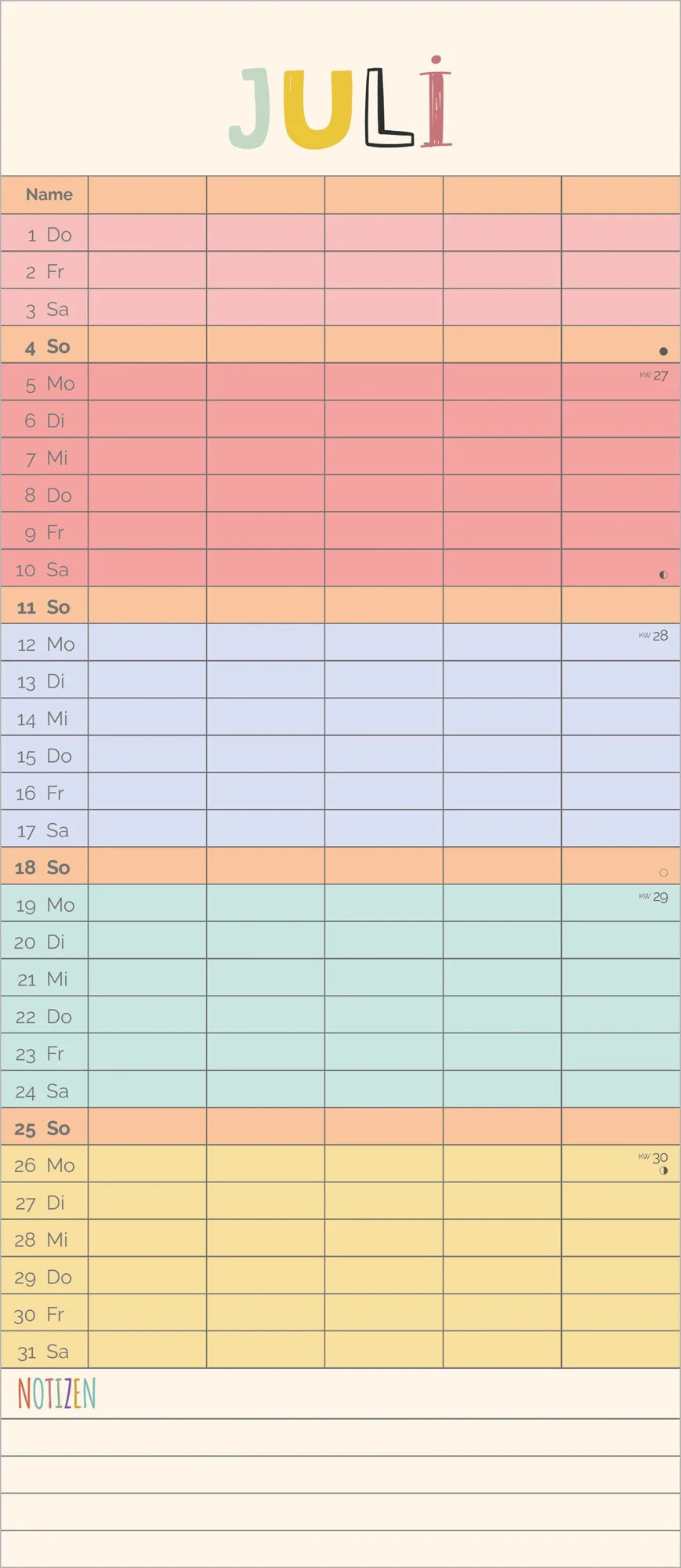 Familienplaner Unser buntes Jahr XL 2027 – Ansicht