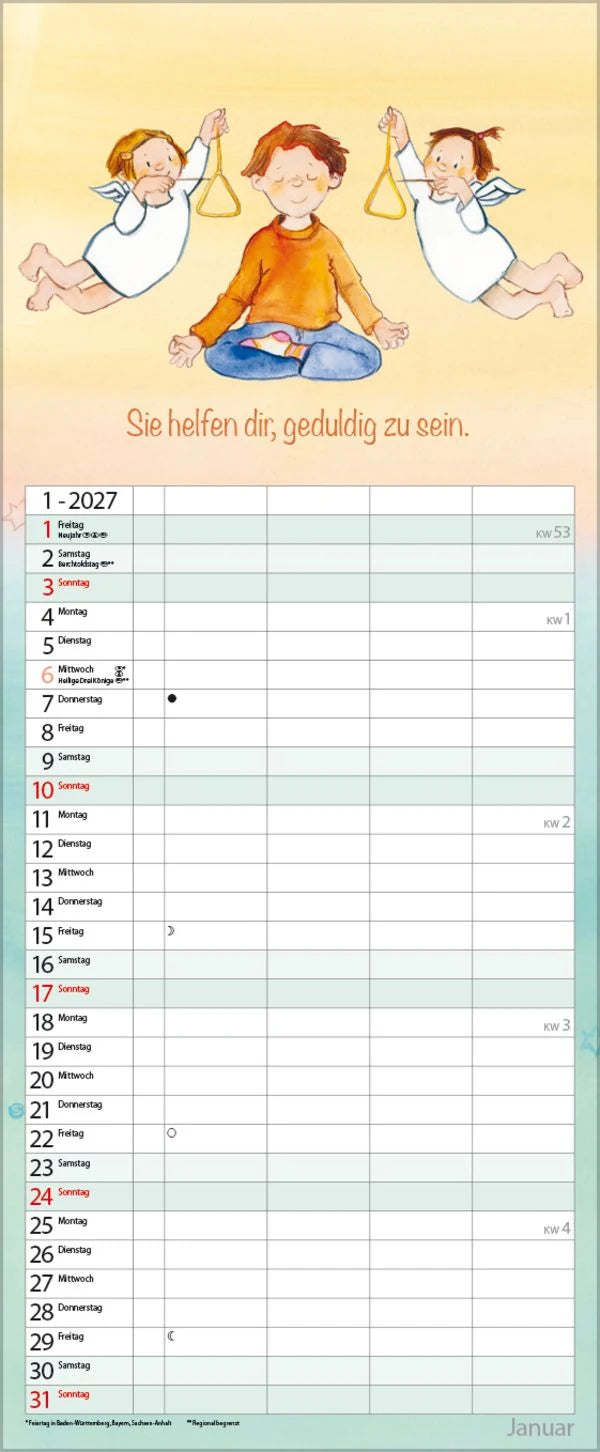 Familientimer Schutzengel 2027 – Ansicht