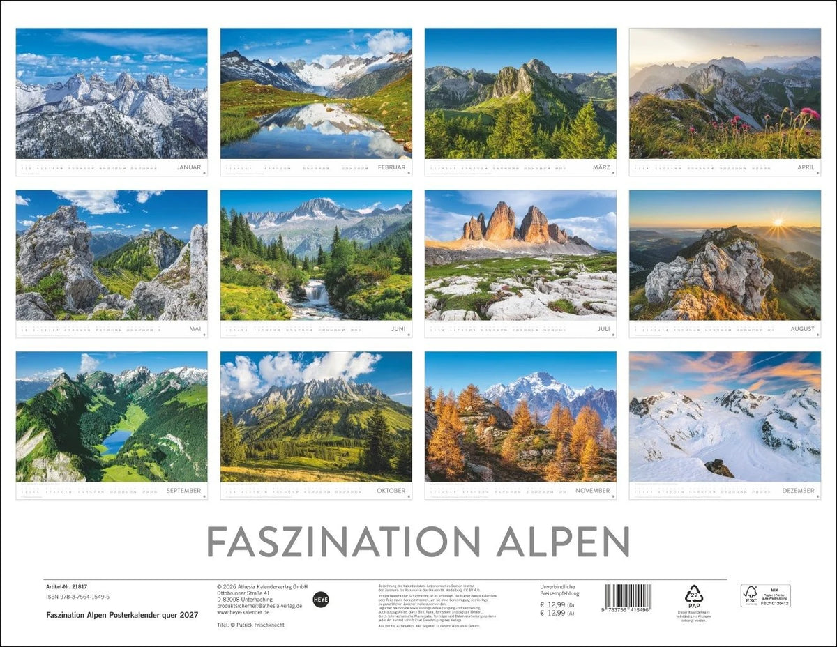 Faszination Alpen Posterkalender 2027 – Ansicht