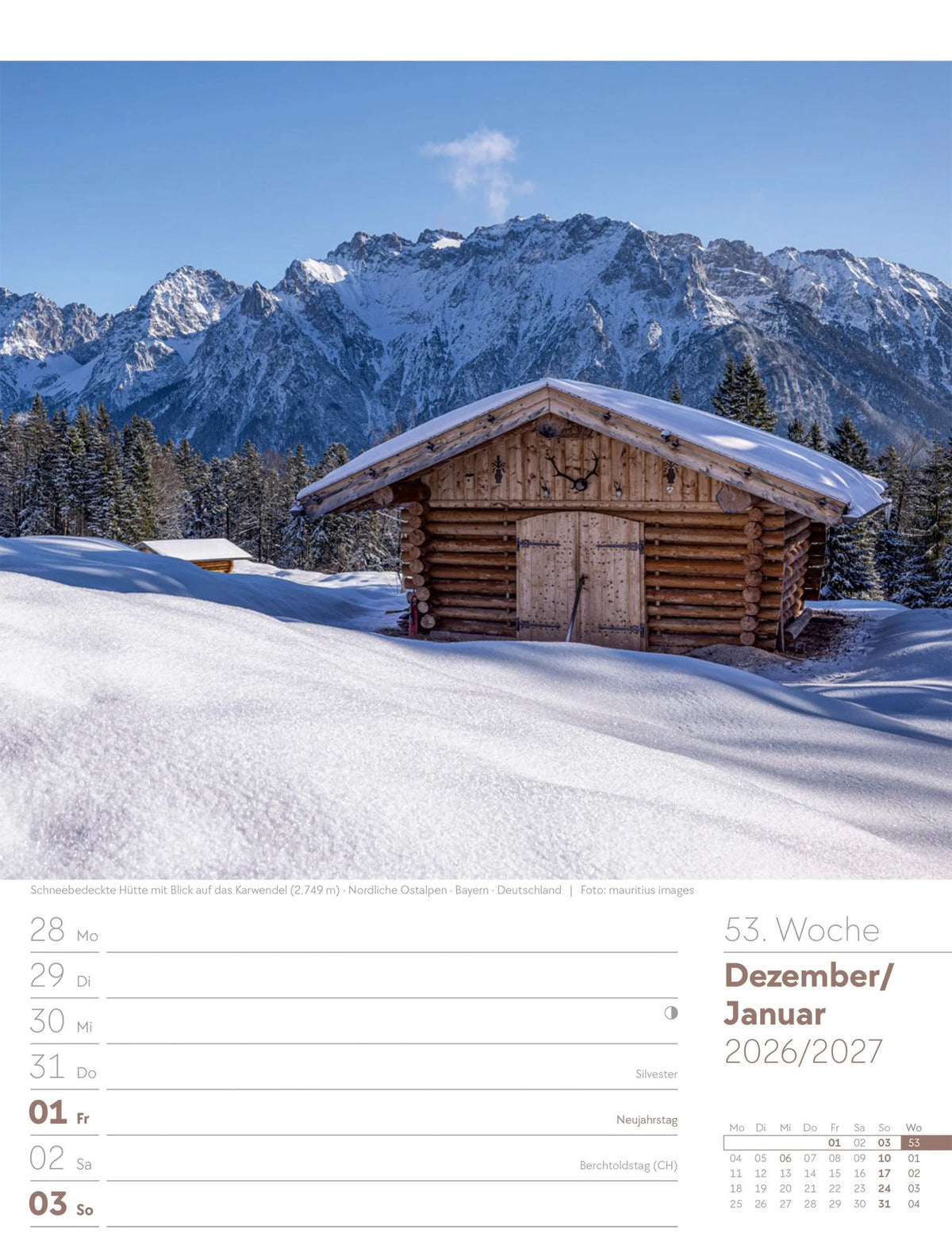Faszination Alpenwelt Wochenplaner Kalender 2027 – Ansicht