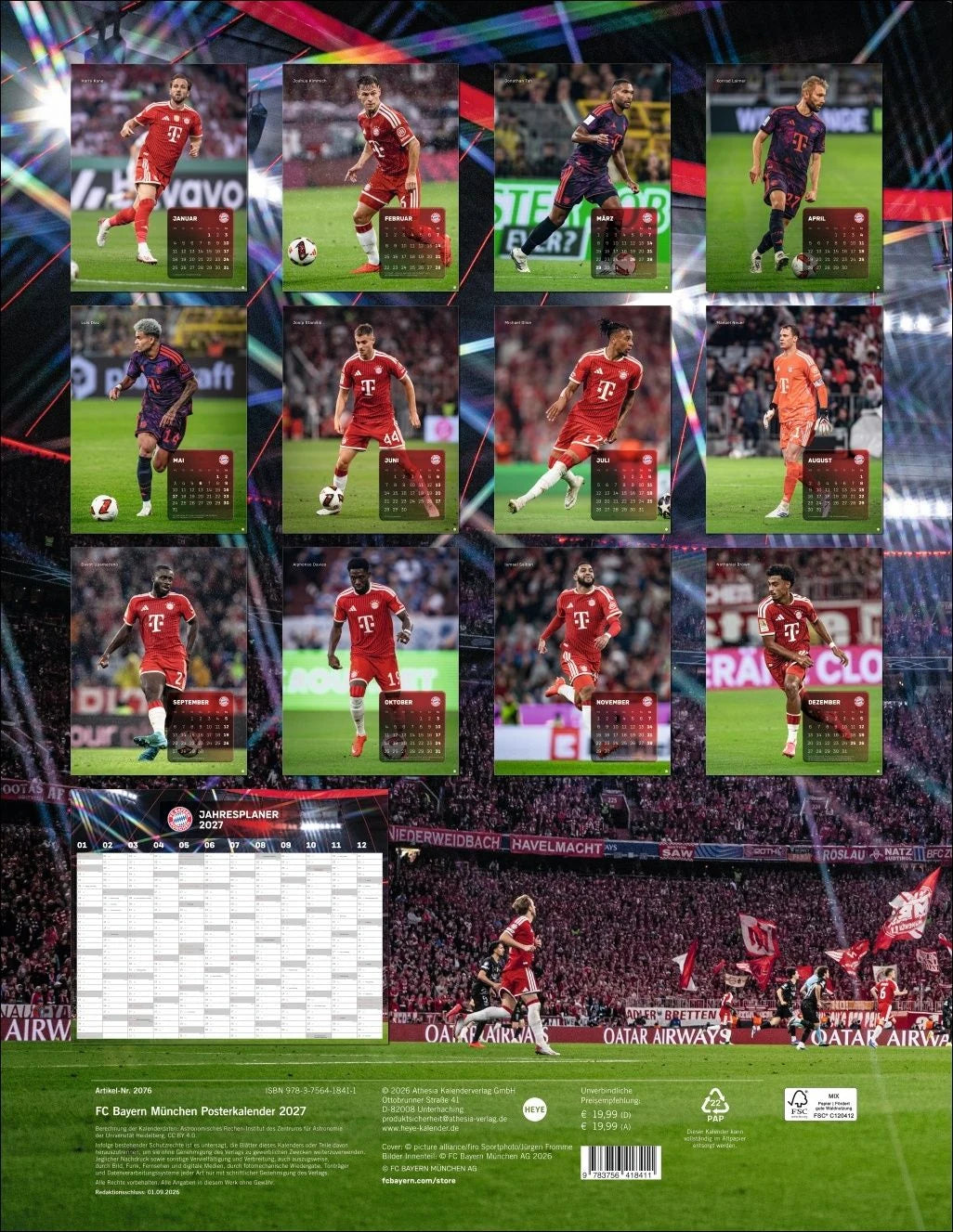 FC Bayern München Posterkalender 2027 – Ansicht