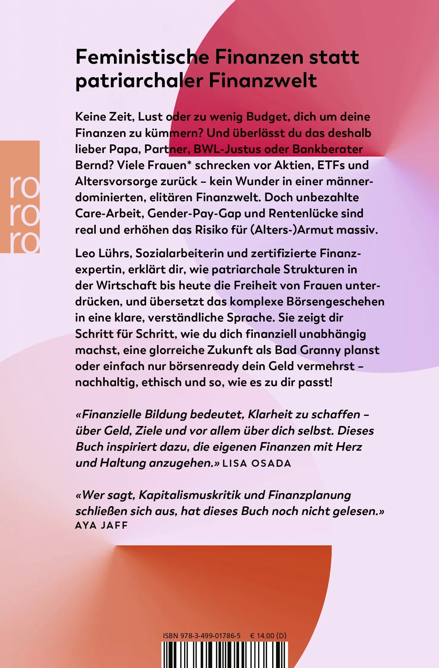 Buchrückseite von 'Feministische Finanzen' mit Klappentext - Taschenbuch
