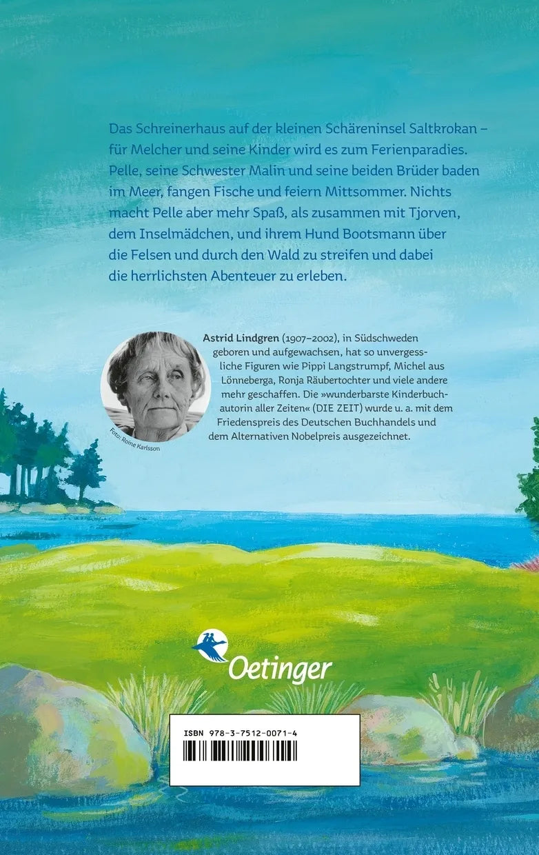 Buchrückseite von 'Ferien auf Saltkrokan' mit Klappentext - Gebundene Ausgabe