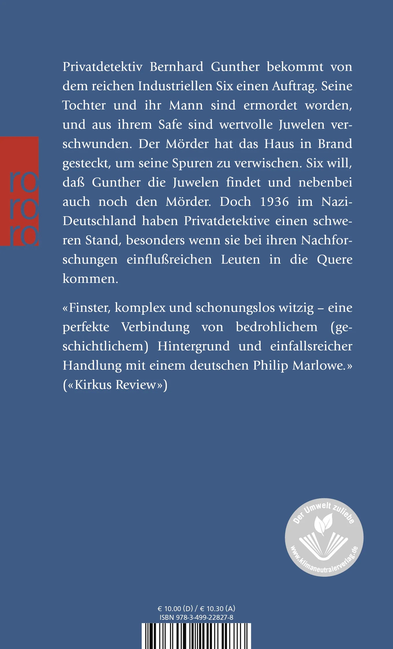 Buchrückseite von 'Feuer in Berlin' mit Klappentext - Taschenbuch