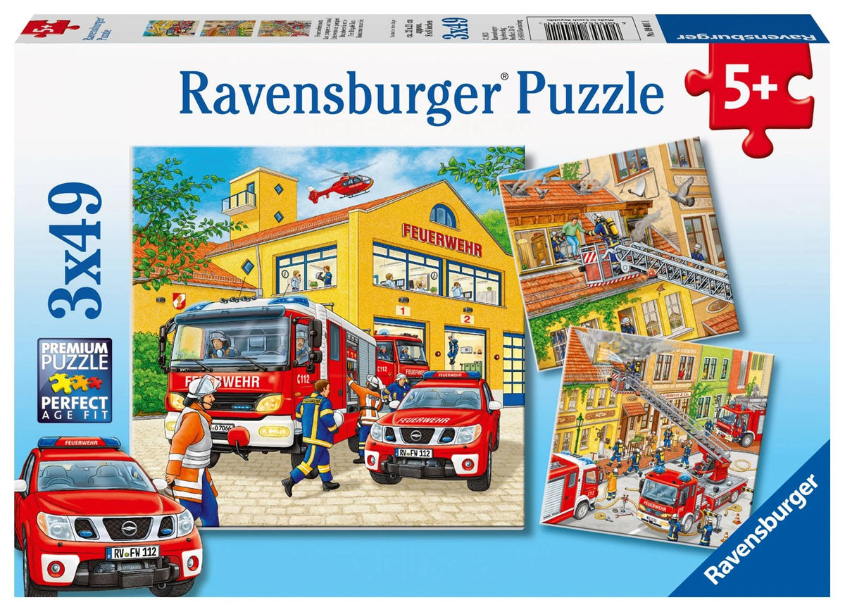 Kinderpuzzle: Kinderpuzzle 3x49 Teile - Feuerwehreinsatz