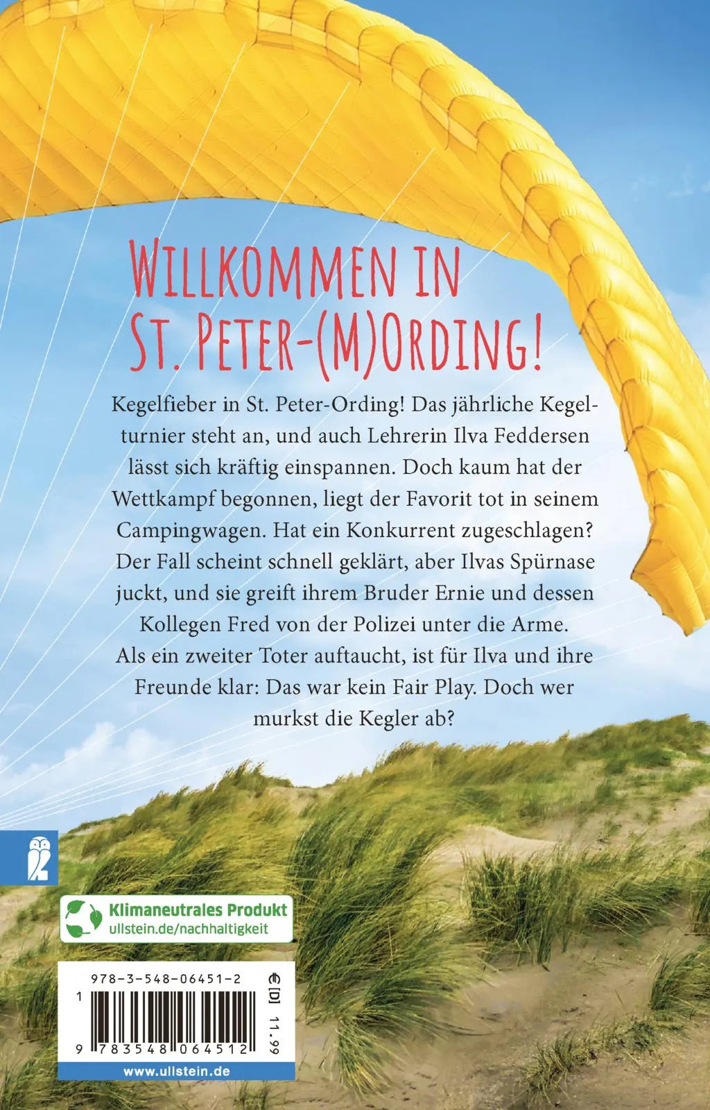 Buchrückseite von 'Fiese Brise in St. Peter-' mit Klappentext - Taschenbuch