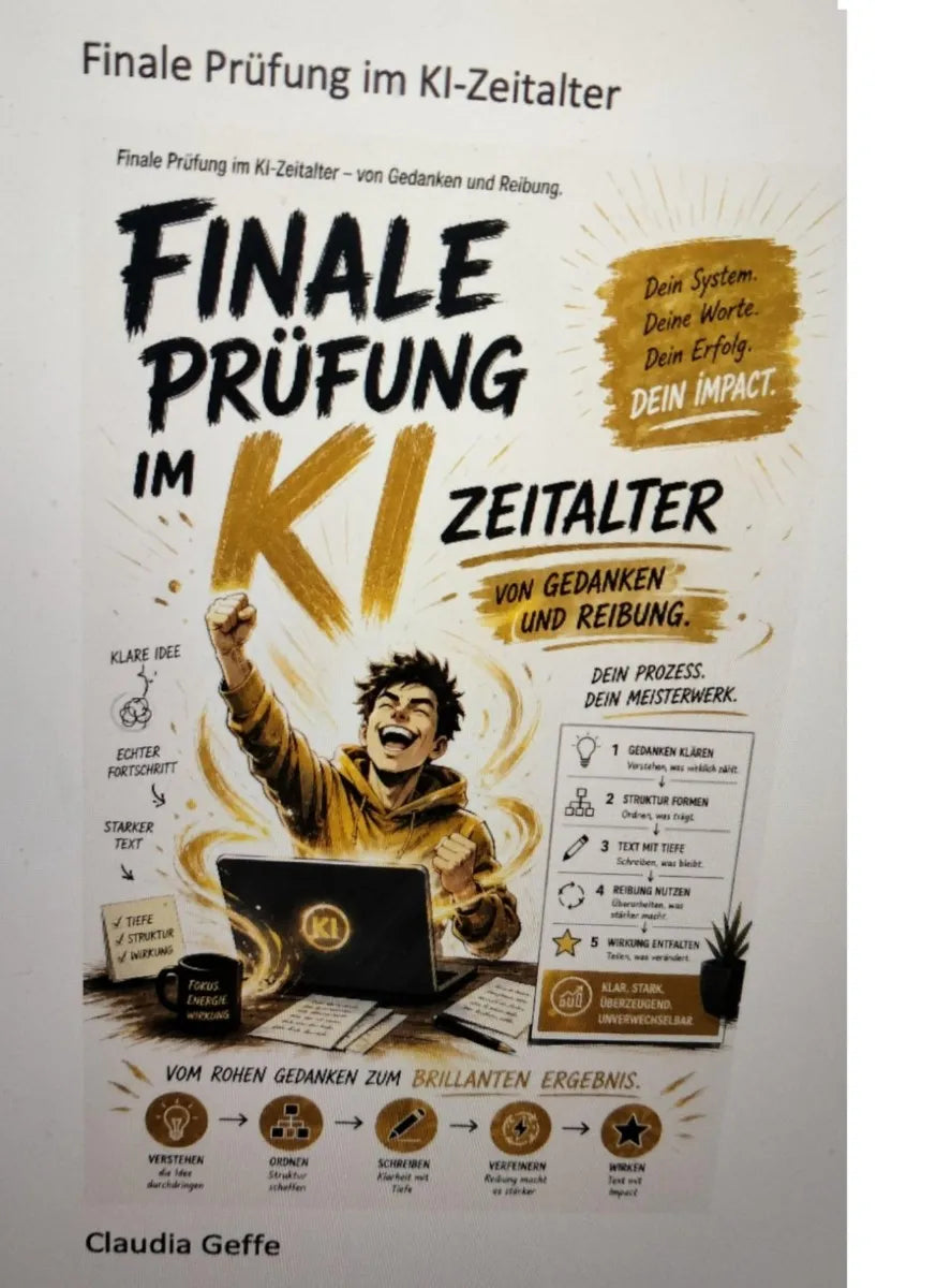 Cover: Finale Prüfung im KI-Zeitalter- von Gedanken und Reibung (E-Book) von Claudia Geffe