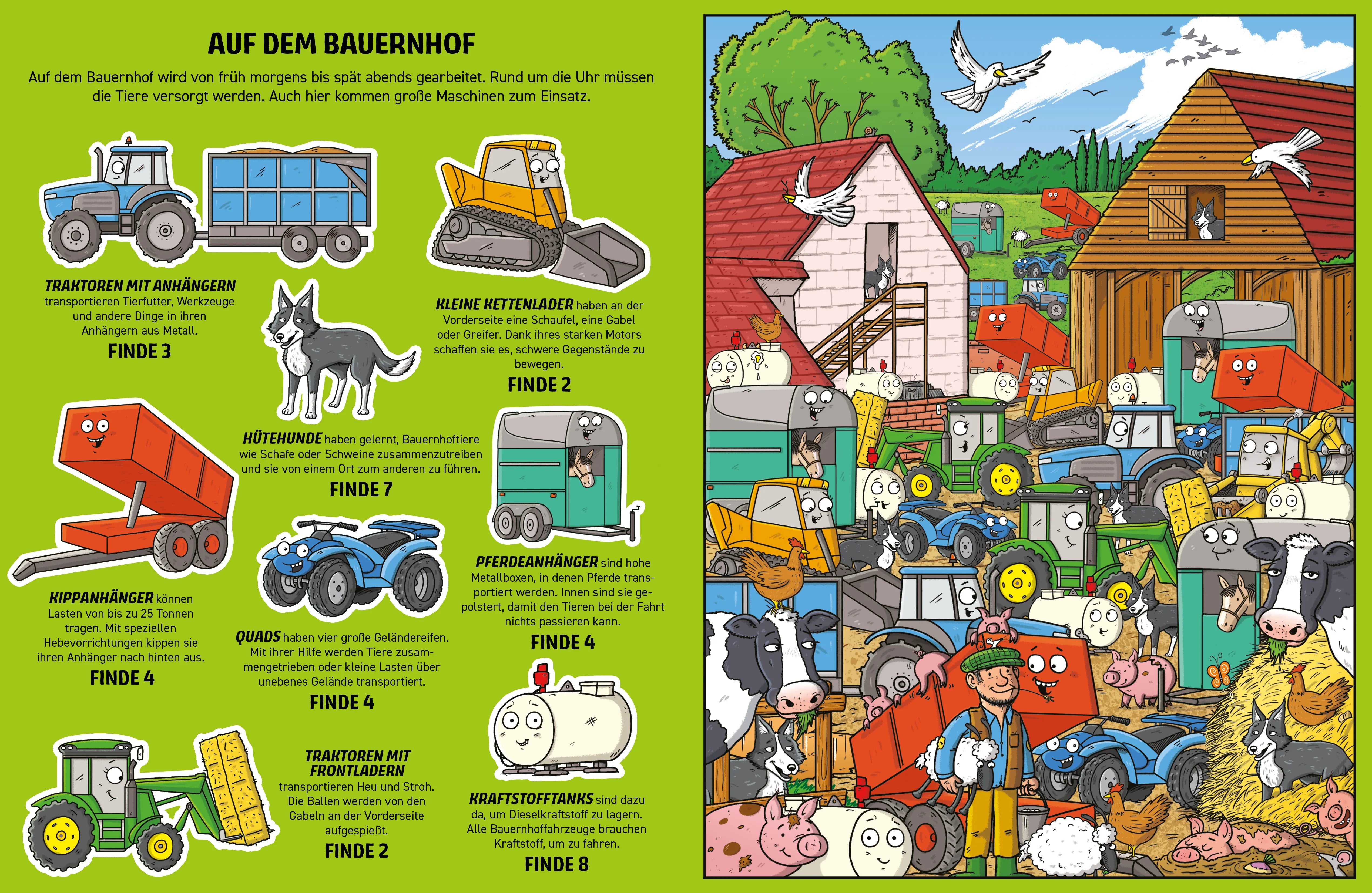 Innenansicht von 'Finde Bagger, Traktor und Kran' - Taschenbuch