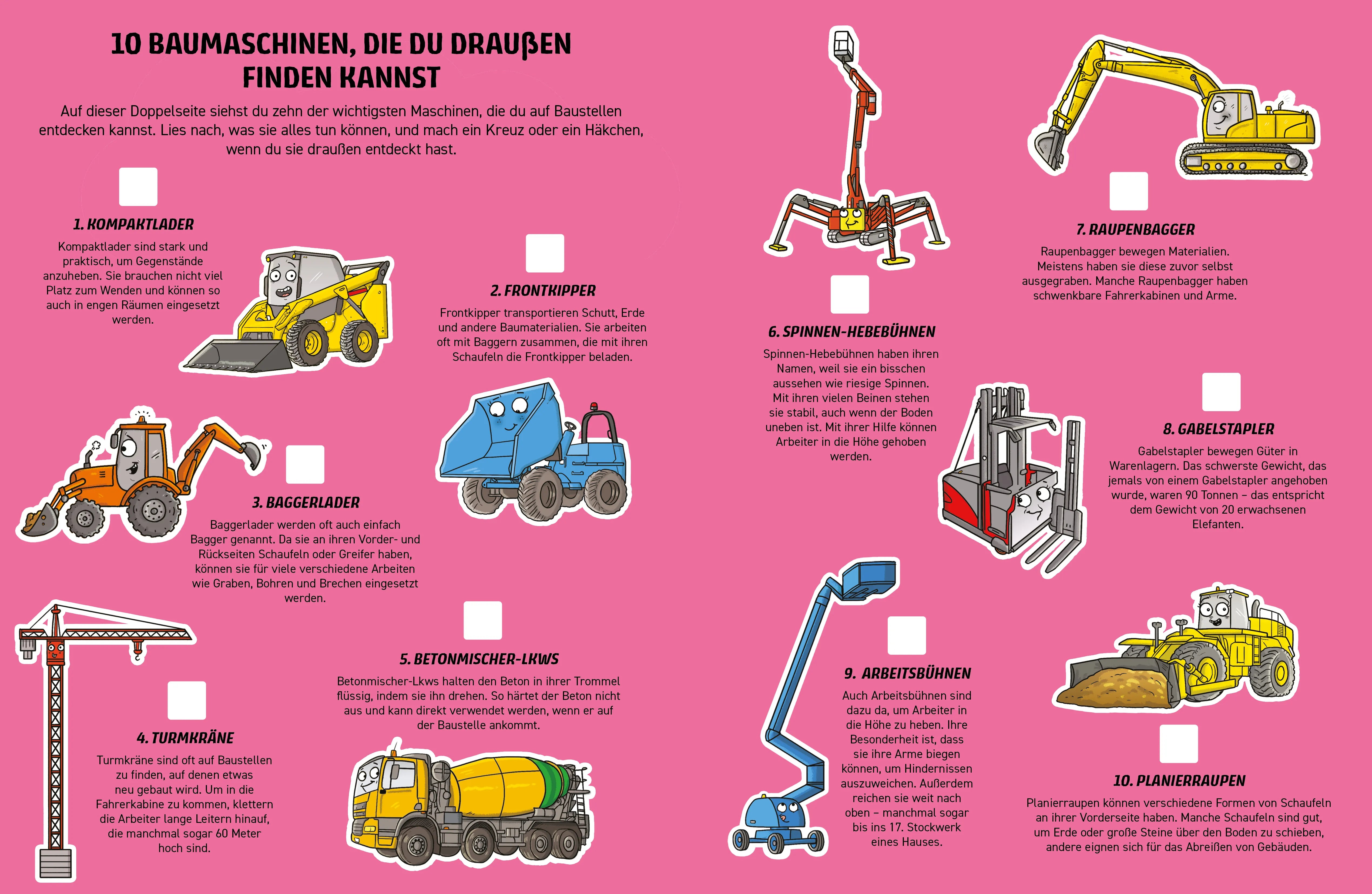 Innenansicht von 'Finde Bagger, Traktor und Kran' - Taschenbuch