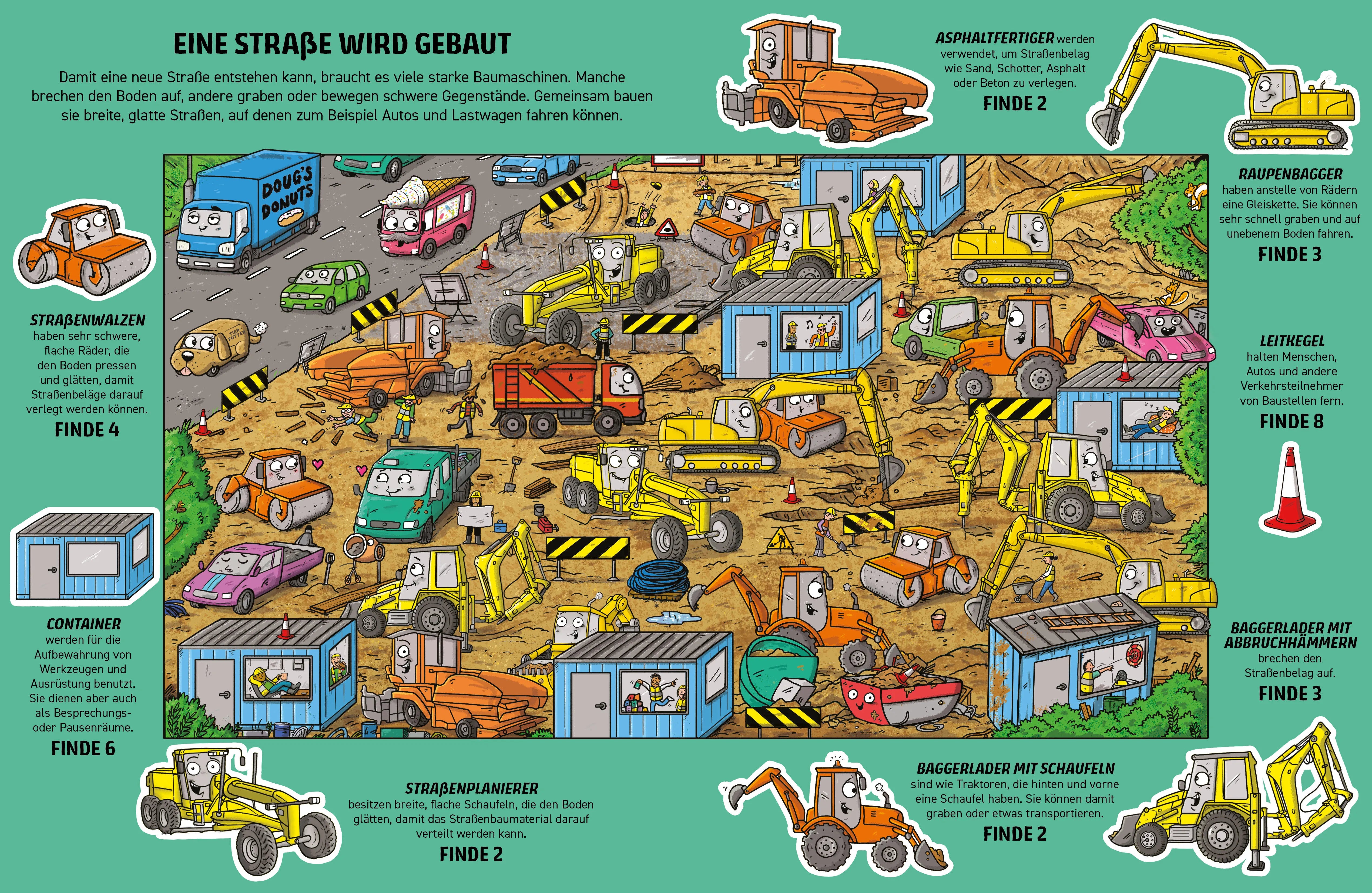 Innenansicht von 'Finde Bagger, Traktor und Kran' - Taschenbuch