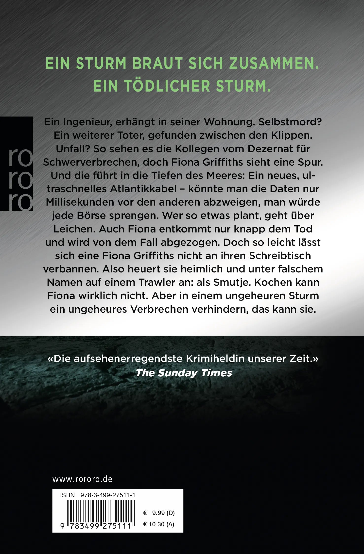 Buchrückseite von 'Fiona: Unten im Dunkeln' mit Klappentext - Taschenbuch
