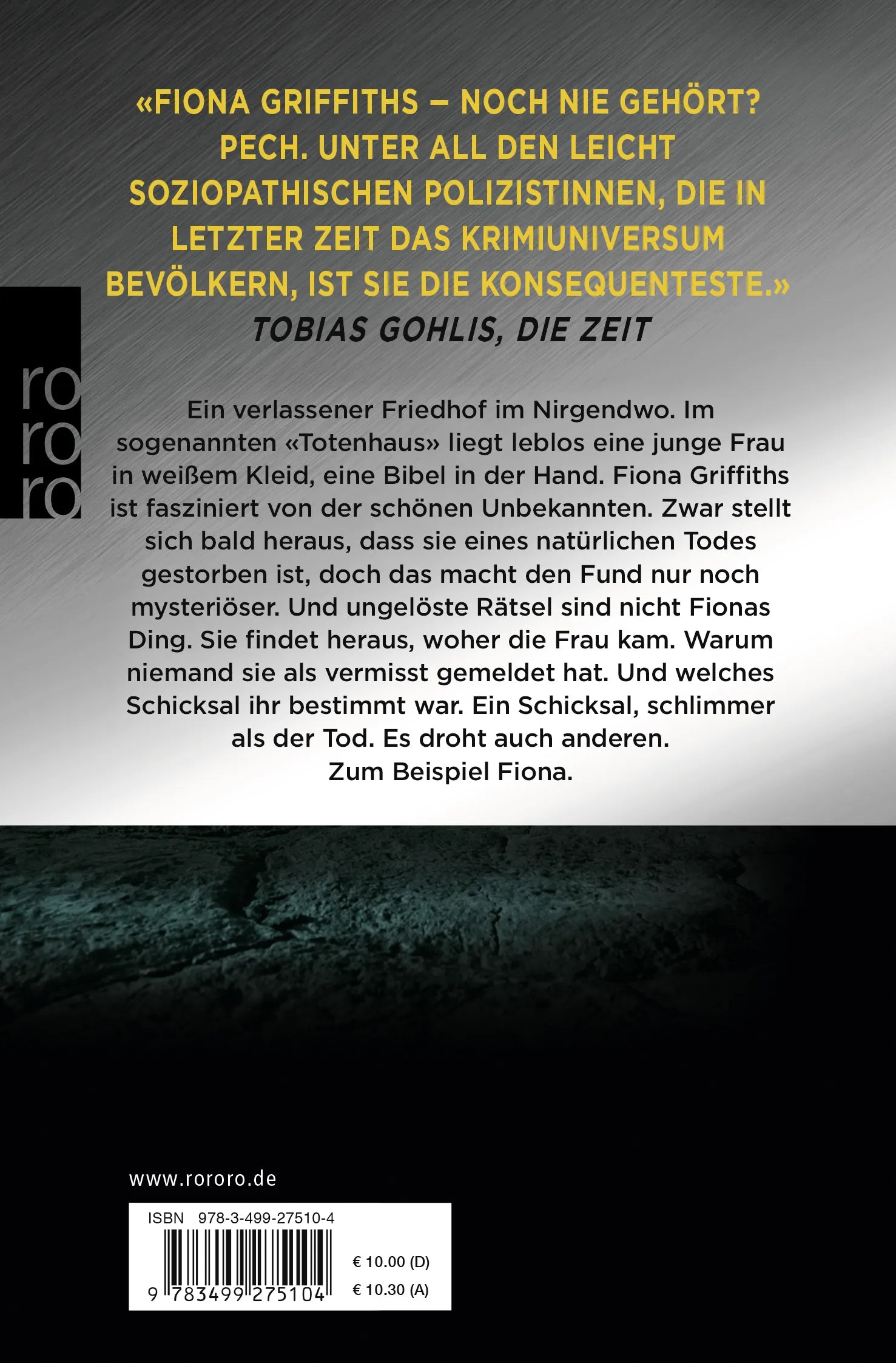 Buchrückseite von 'Fiona: Wo die Toten leben' mit Klappentext - Taschenbuch