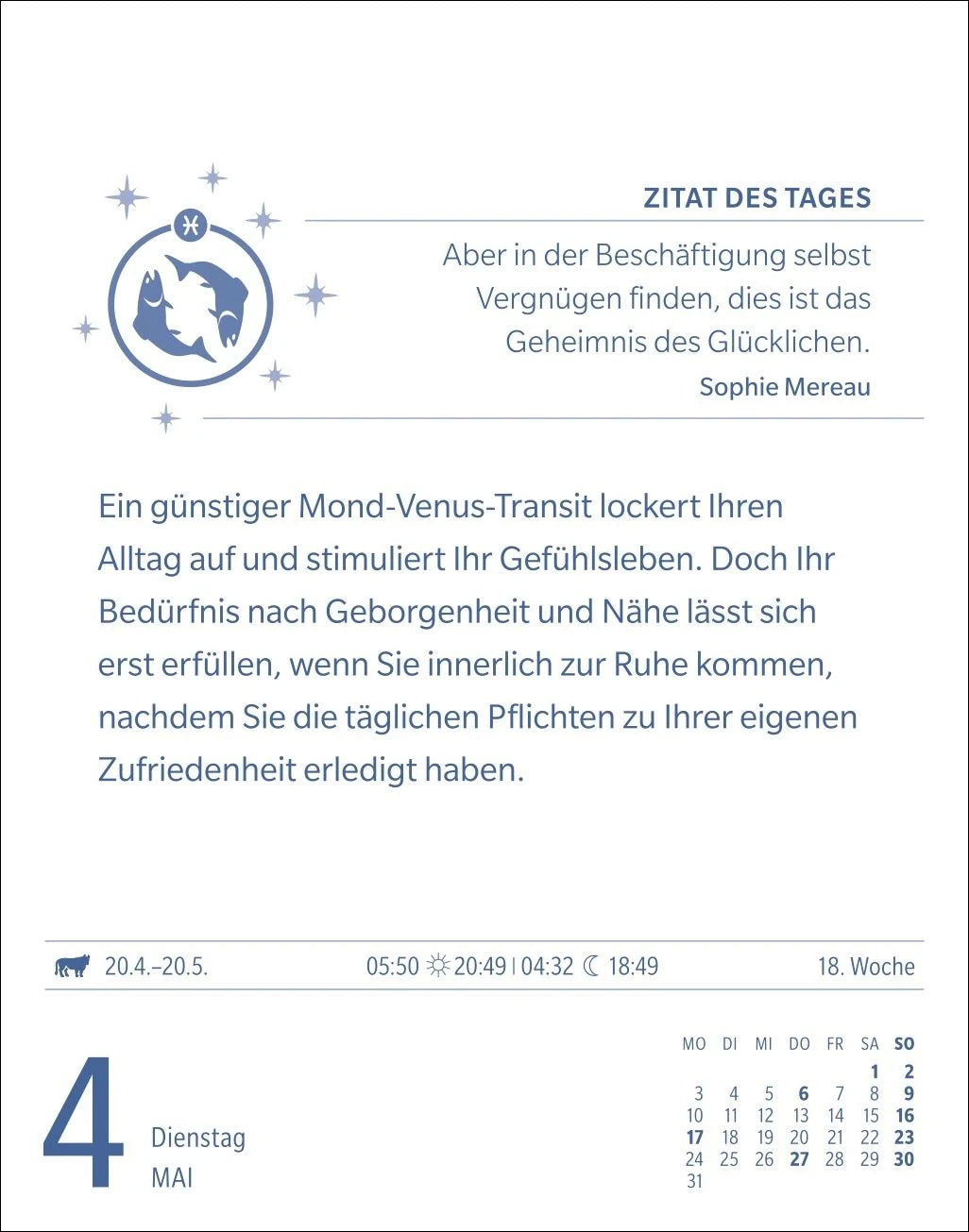 Fische Sternzeichenkalender 2027 - Tagesabreißkalender - Ihr Horoskop für jeden Tag – Ansicht