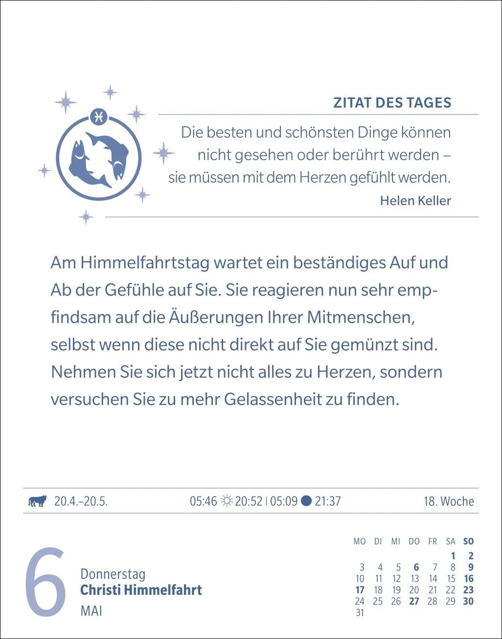 Fische Sternzeichenkalender 2027 - Tagesabreißkalender - Ihr Horoskop für jeden Tag – Ansicht