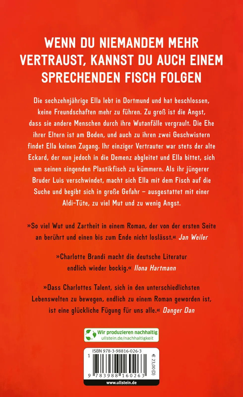 Buchrückseite von 'Fischtage' mit Klappentext - Gebundene Ausgabe