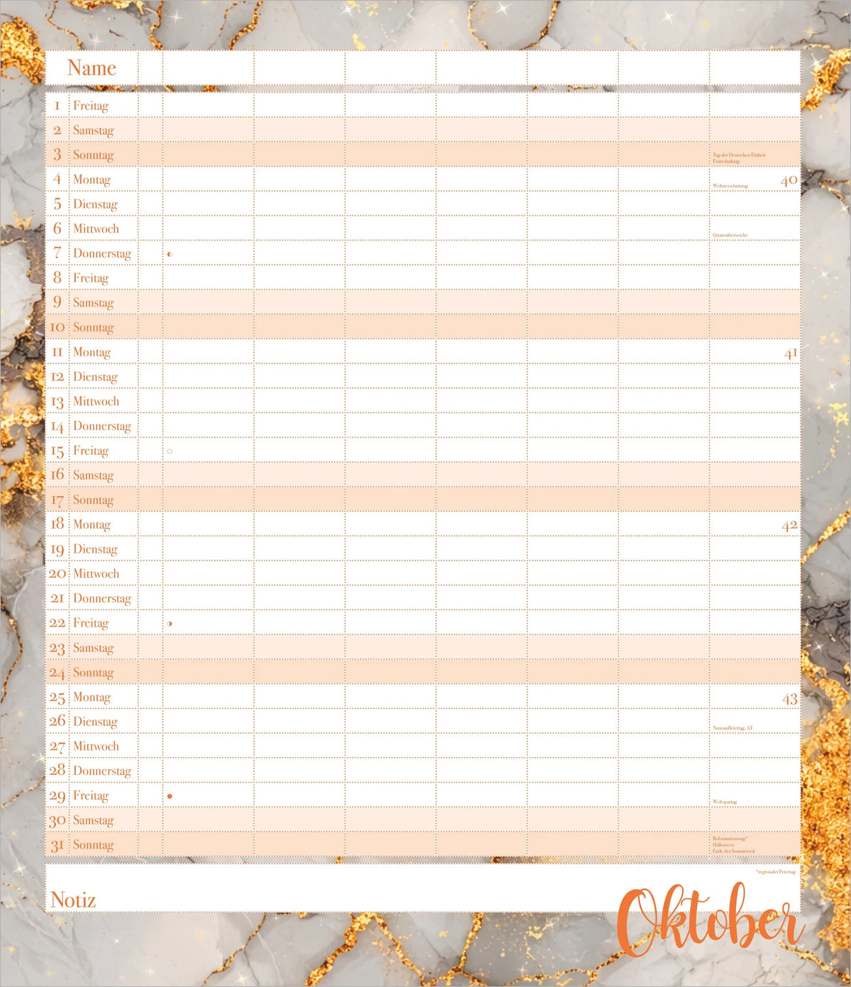 Flexiplaner Glamour 2027 – Ansicht