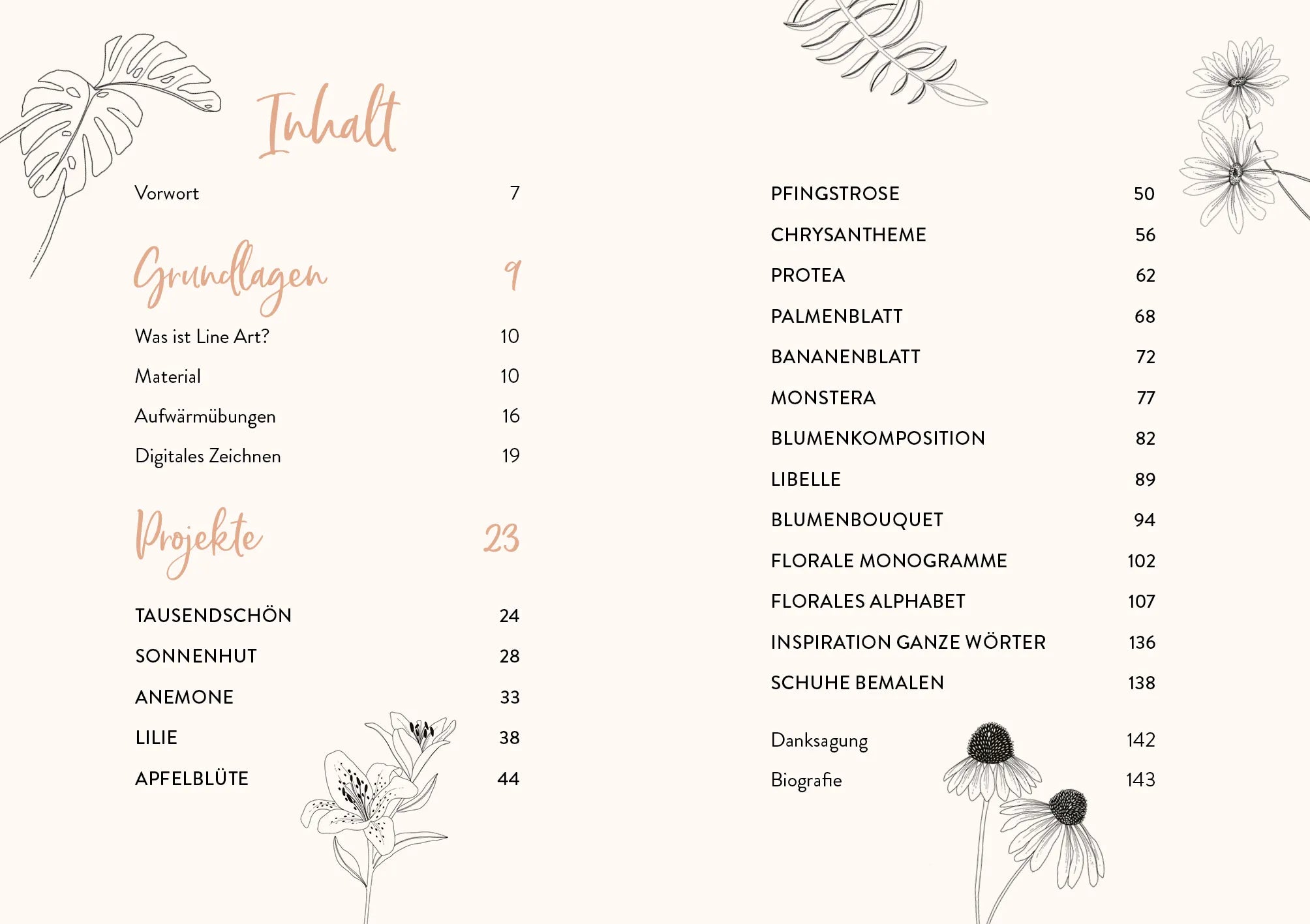 Innenansicht von 'Floral Line Art' - Gebundene Ausgabe