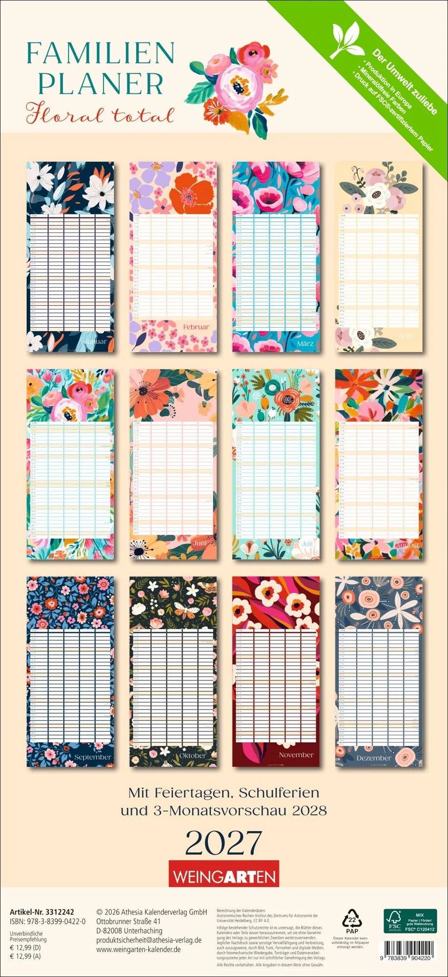 Floral total Familienplaner 2027 – Ansicht