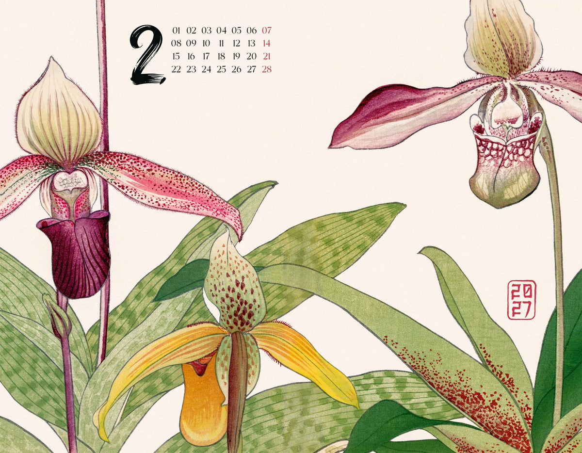 Flowers Kalender 2027 | Japanische Holzschnitte von Tanigami Konan – Ansicht