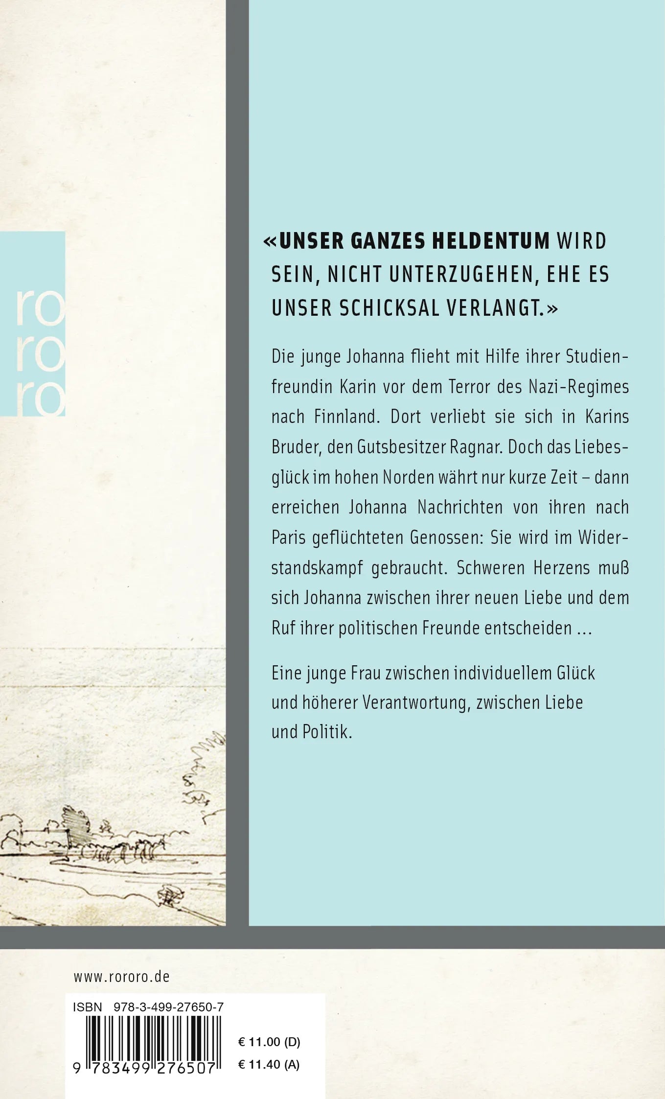 Buchrückseite von 'Flucht in den Norden' mit Klappentext - Taschenbuch