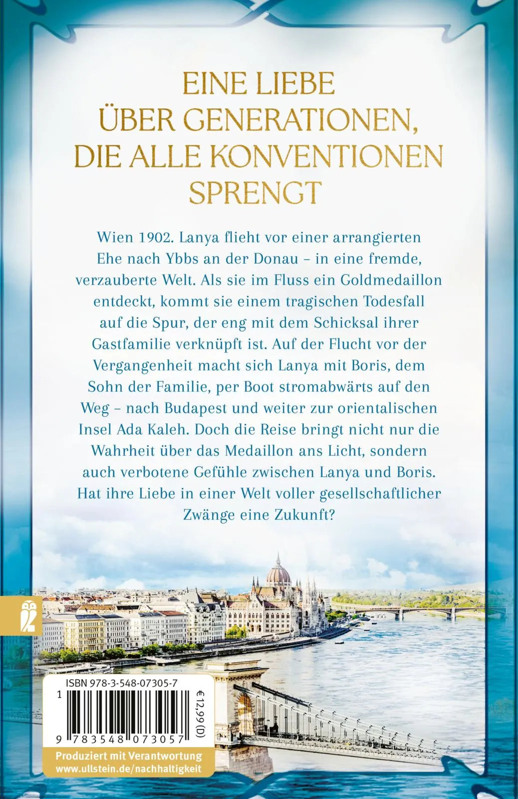Buchrückseite von 'Fluss der versunkenen Träume' mit Klappentext - Taschenbuch