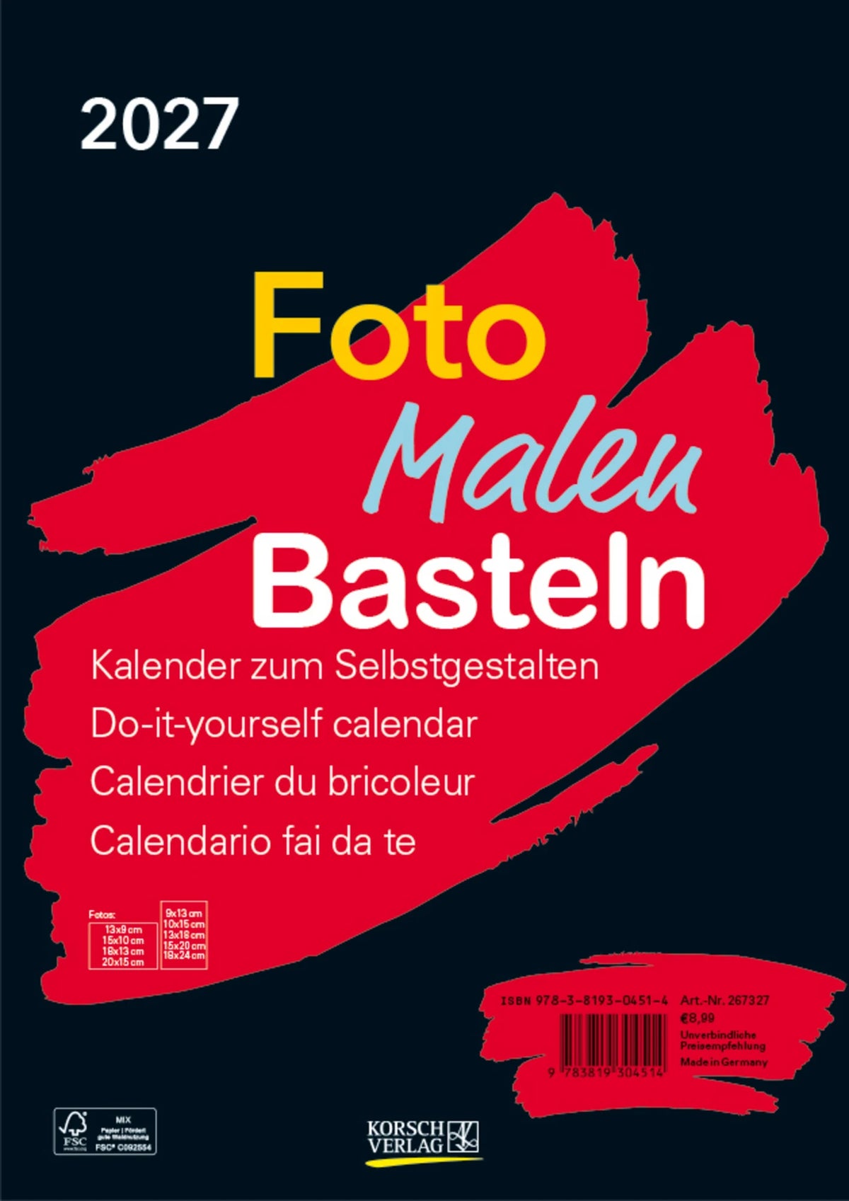 Bastelkalender: Foto-Malen-Basteln Bastelkalender A4 schwarz 2027