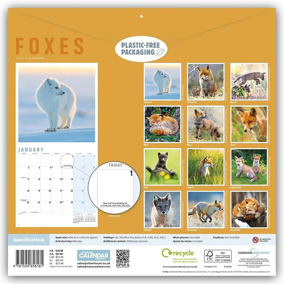 Foxes – Füchse 2027 – Wand-Kalender – Ansicht