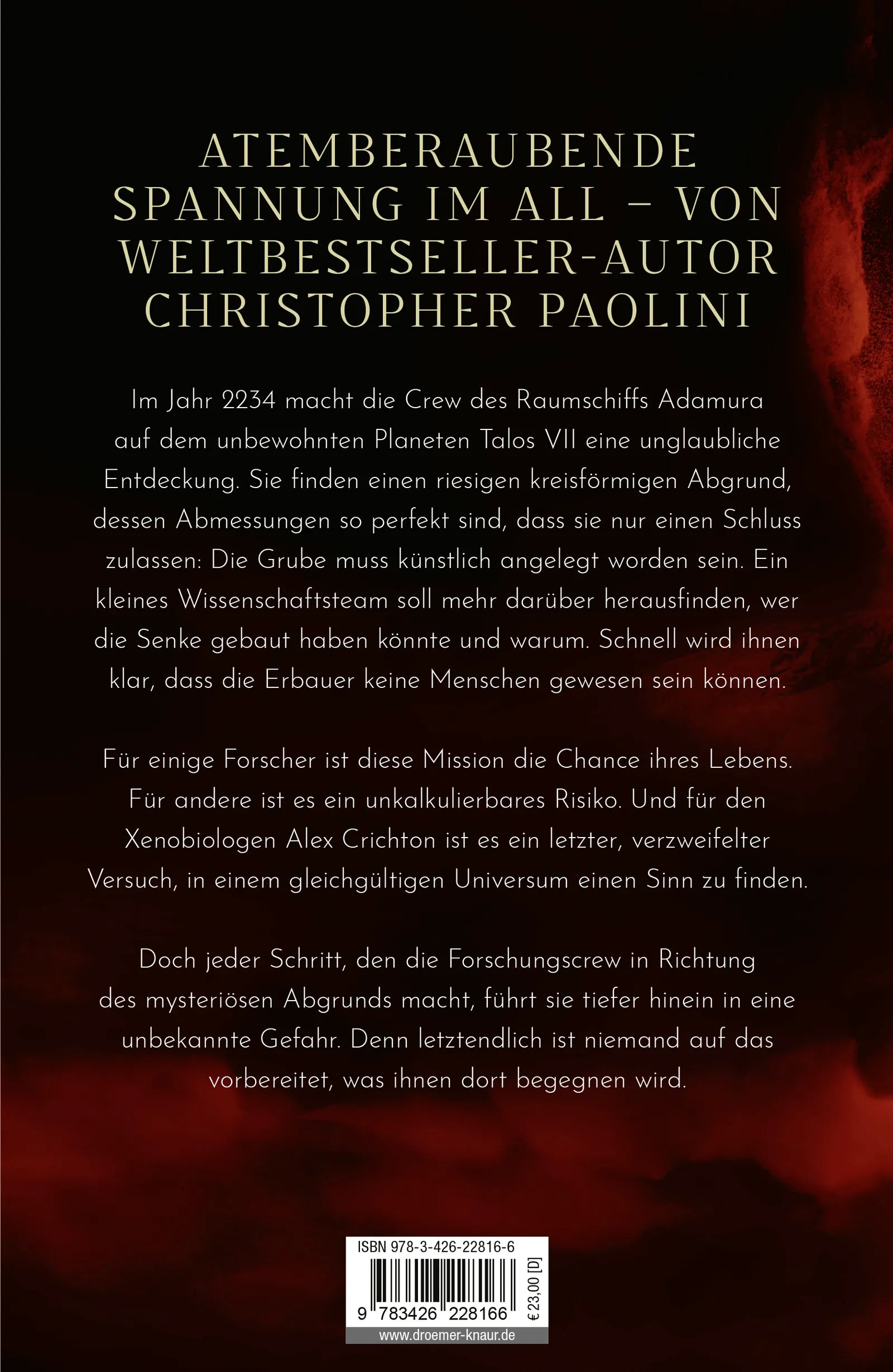 Buchrückseite von 'Fractal Noise' mit Klappentext - Gebundene Ausgabe