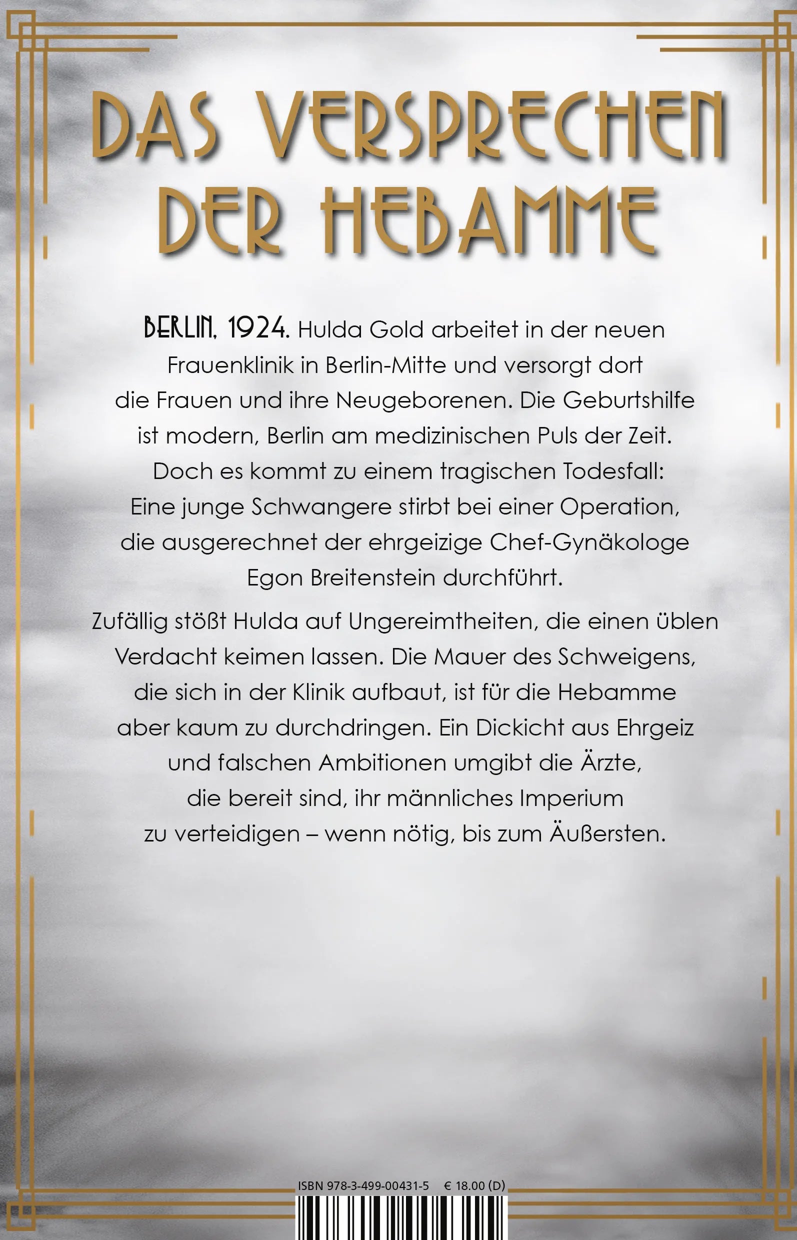 Buchrückseite von 'Fräulein Gold: Der Himmel über der Stadt' mit Klappentext - Paperback
