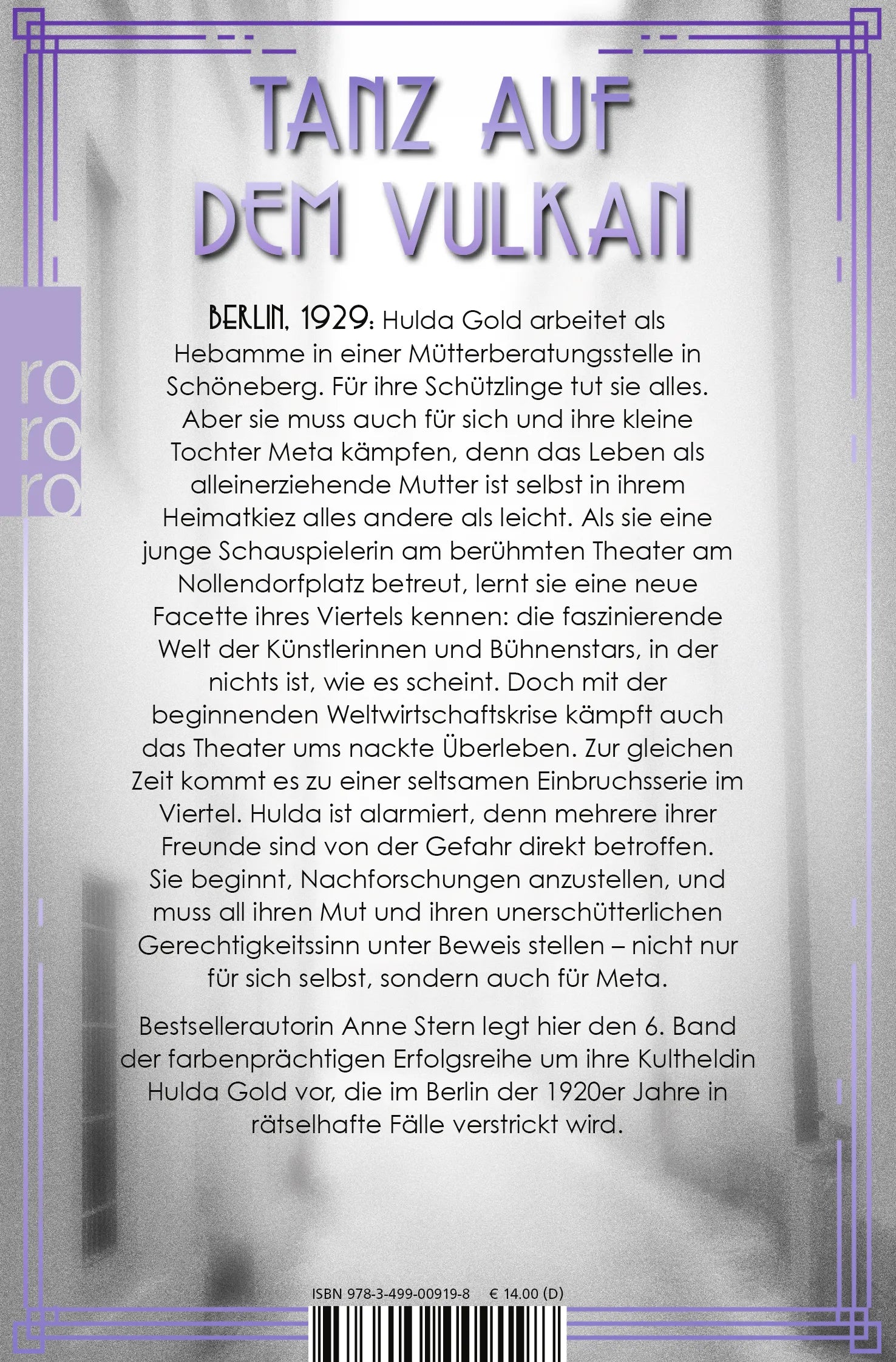 Buchrückseite von 'Fräulein Gold: Die Lichter der Stadt' mit Klappentext - Taschenbuch