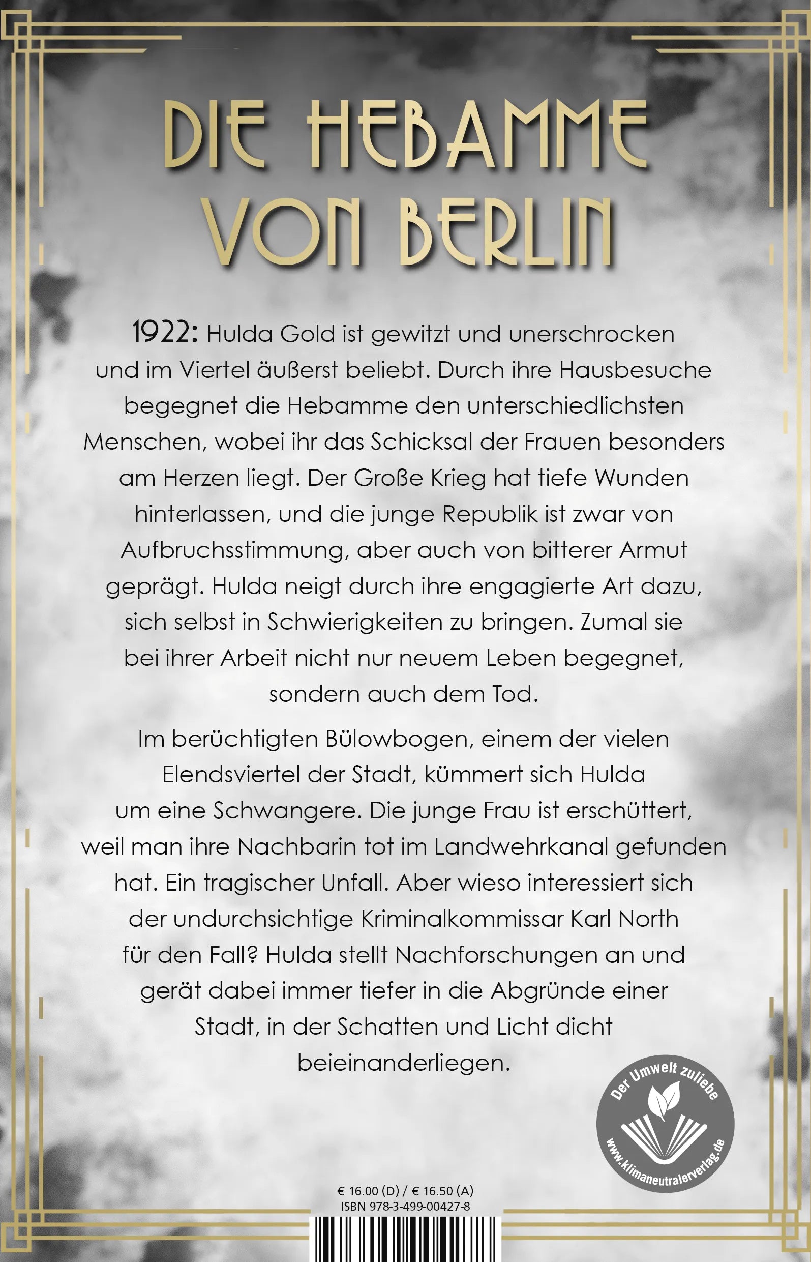 Buchrückseite von 'Fräulein Gold: Schatten und Licht' mit Klappentext - Paperback