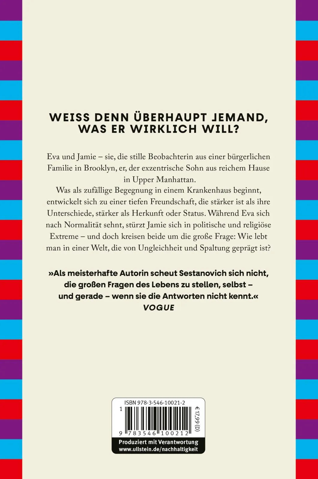 Buchrückseite von 'Frag mich noch einmal' mit Klappentext - Paperback
