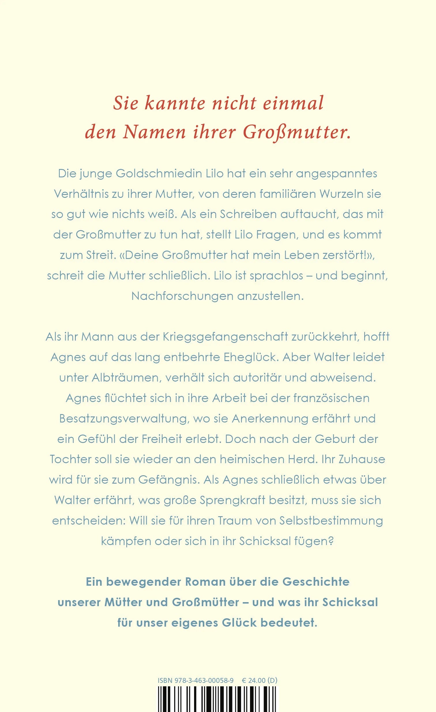 Buchrückseite von 'Frag nicht nach Agnes' mit Klappentext - Gebundene Ausgabe