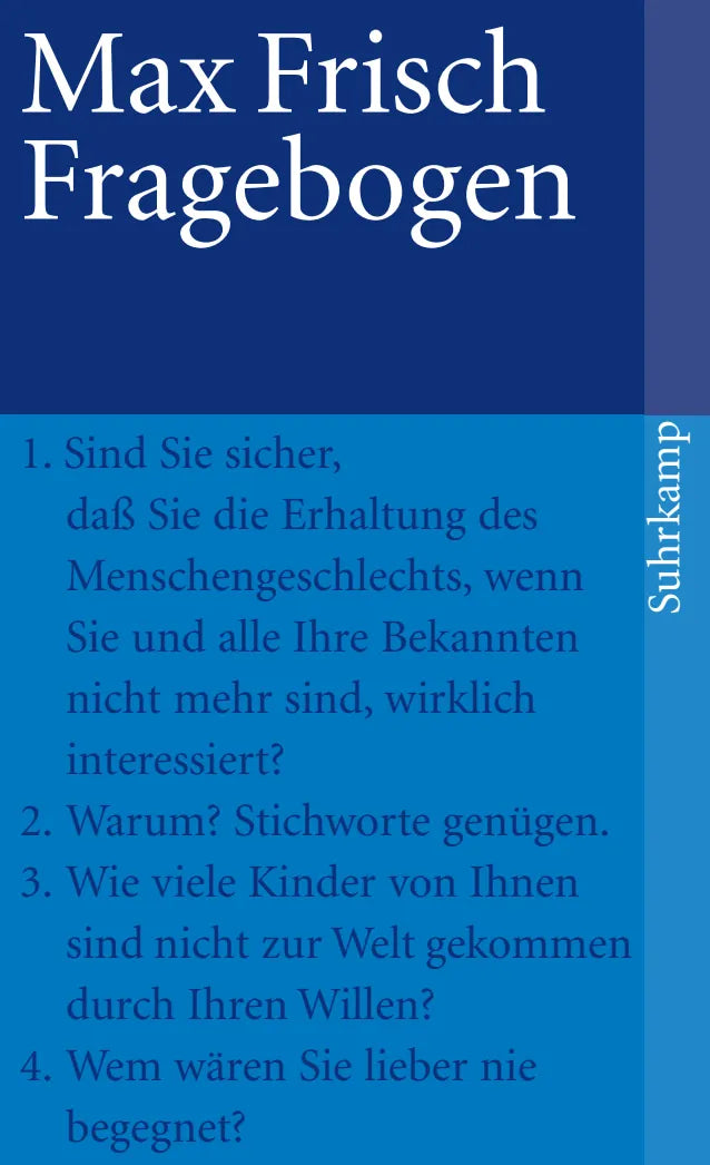 Buchcover von 'Fragebogen' - Taschenbuch von Max Frisch