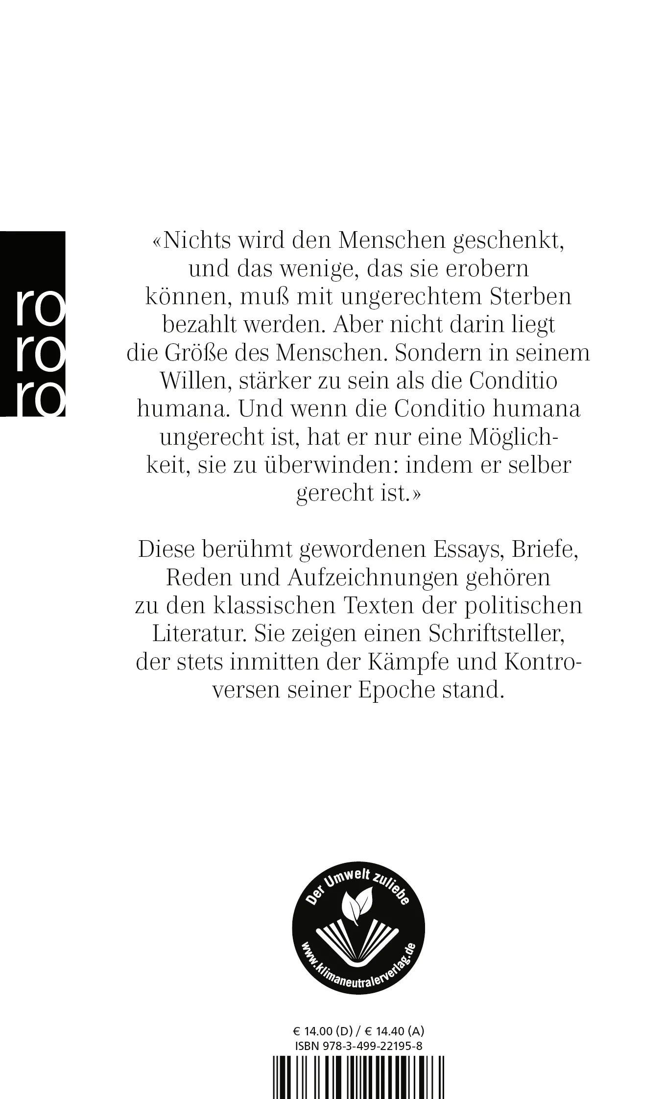 Buchrückseite von 'Fragen der Zeit' mit Klappentext - Taschenbuch