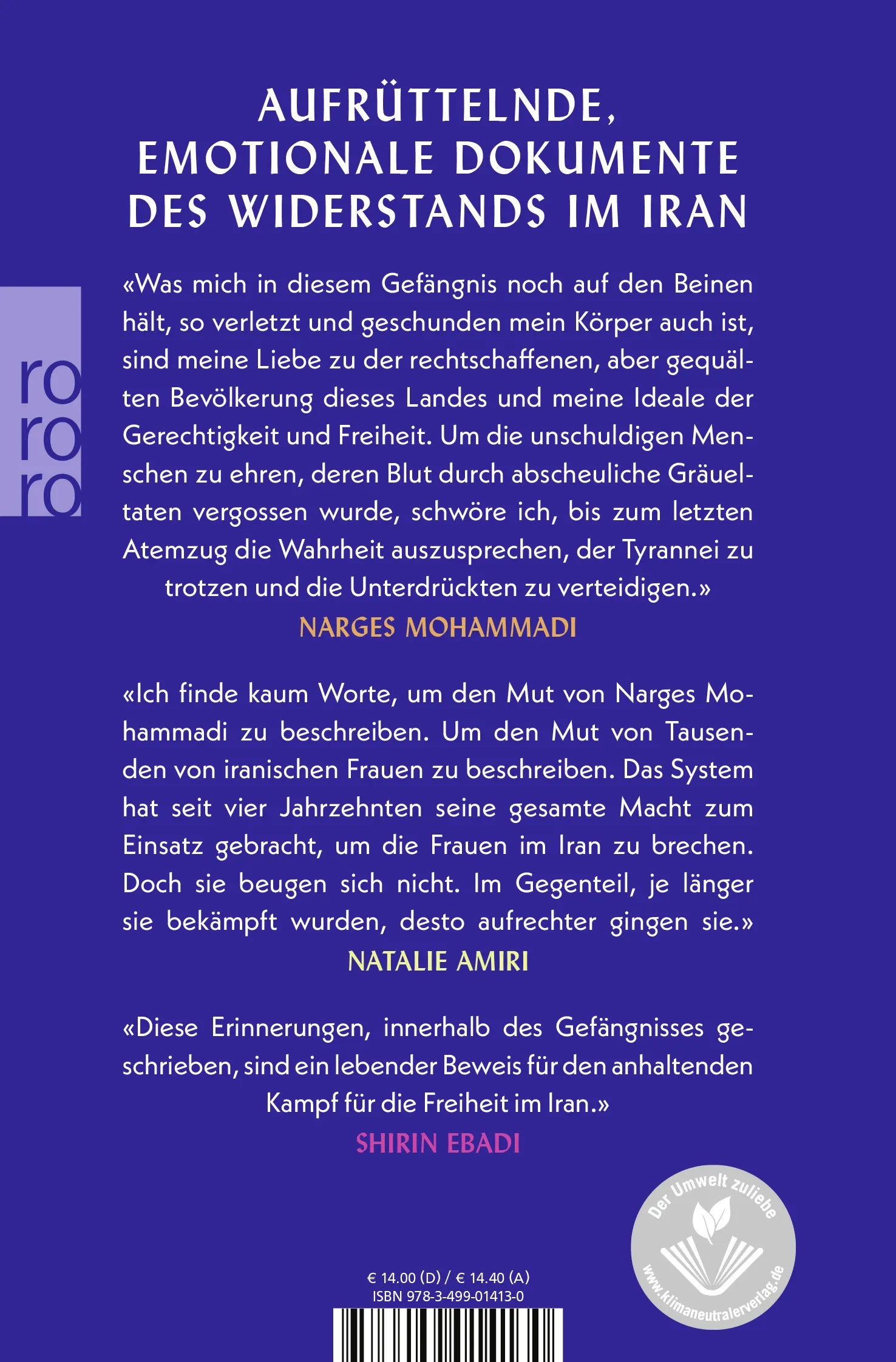 Buchrückseite von 'Frauen! Leben! Freiheit!' mit Klappentext - Taschenbuch