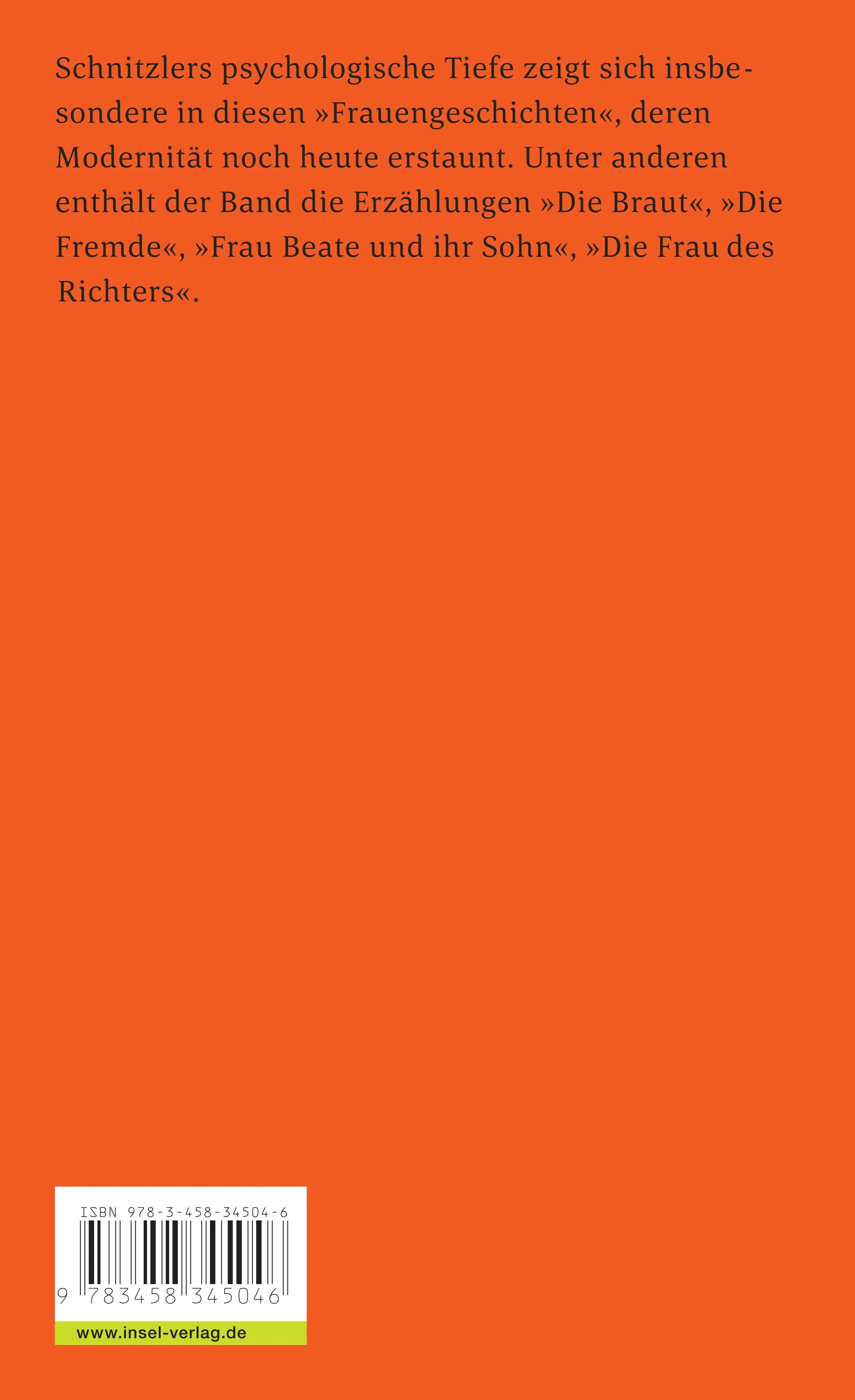 Buchrückseite von 'Frauengeschichten' mit Klappentext - Taschenbuch
