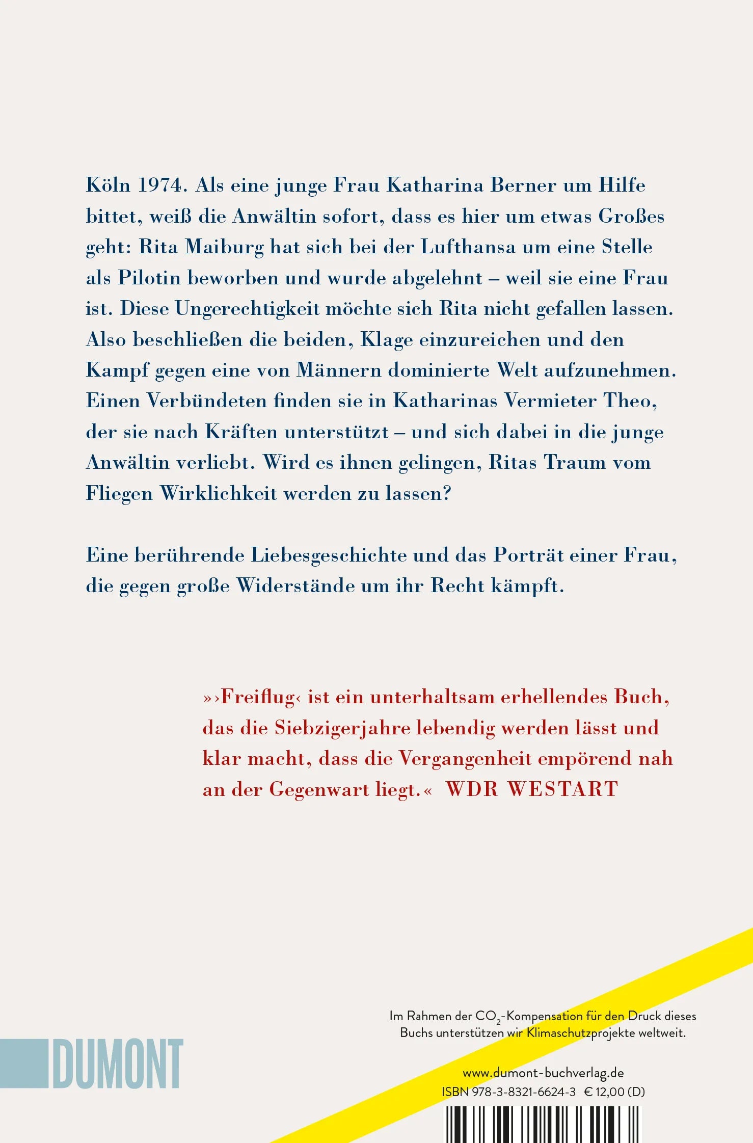 Buchrückseite von 'Freiflug' mit Klappentext - Taschenbuch