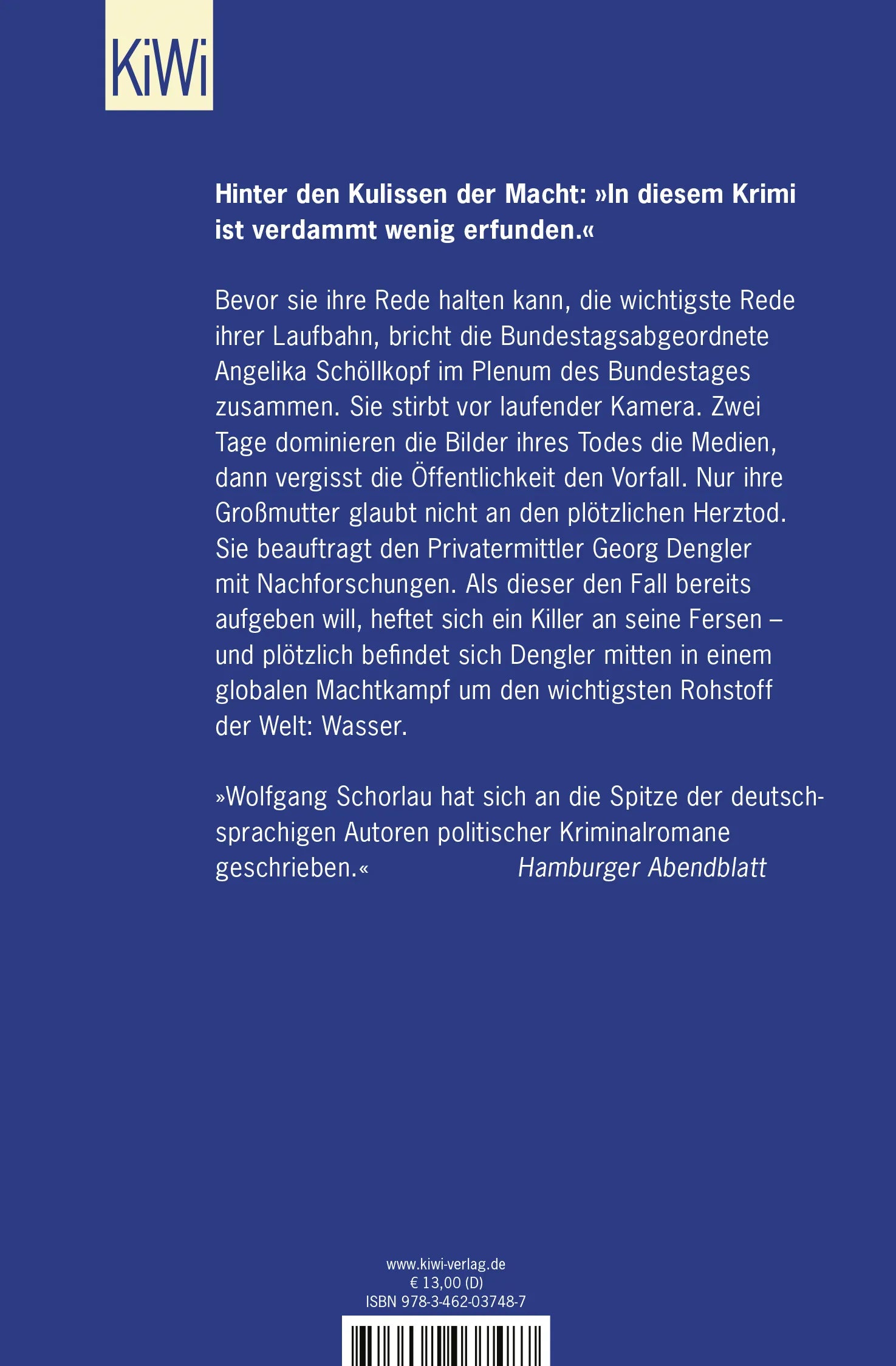 Buchrückseite von 'Fremde Wasser' mit Klappentext - Taschenbuch