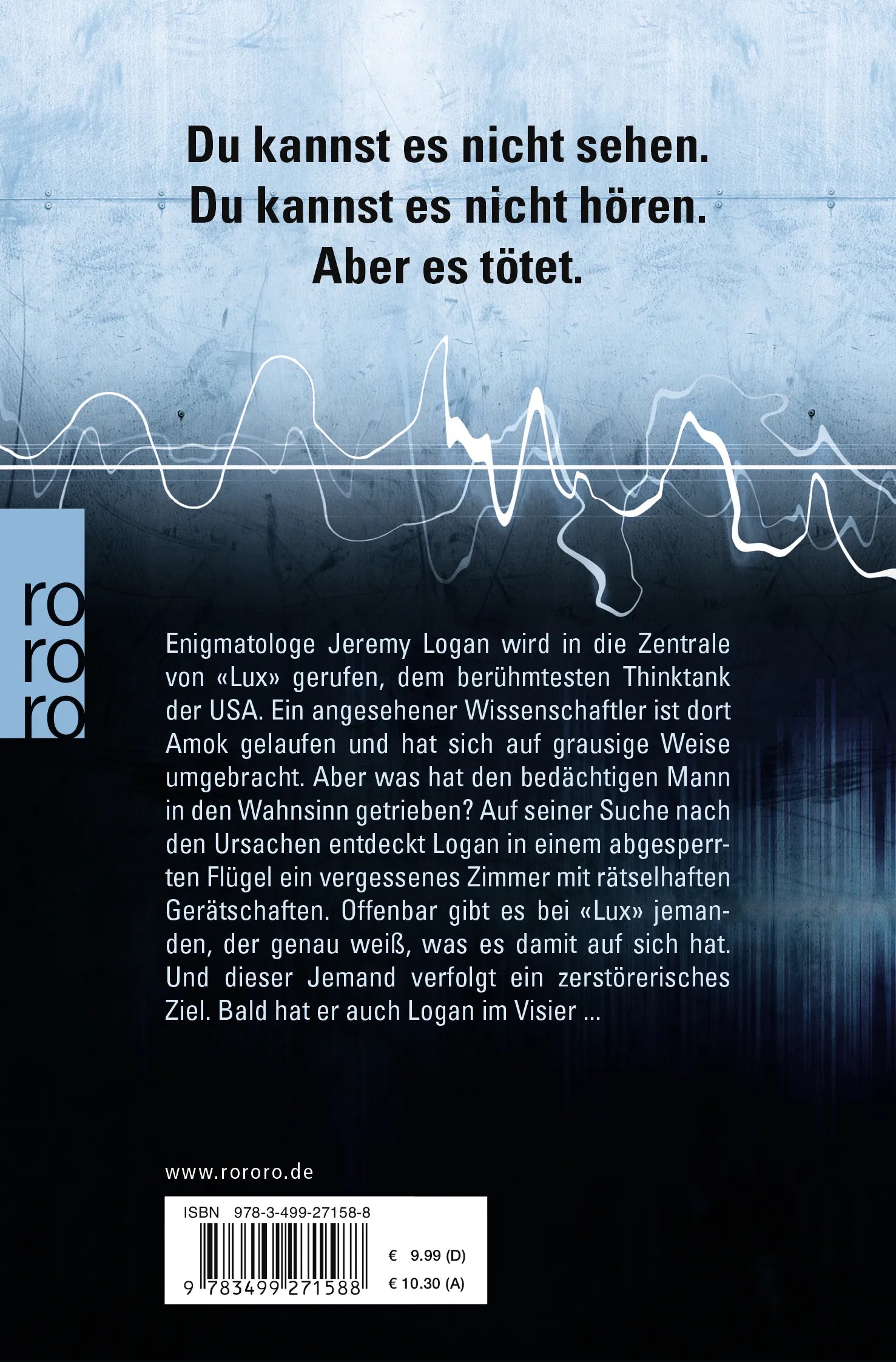 Buchrückseite von 'Frequenz' mit Klappentext - Taschenbuch