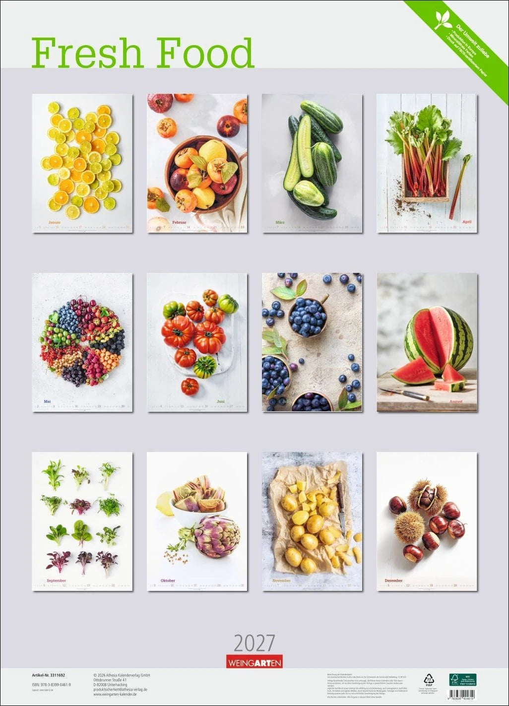 Fresh Food Kalender 2027 – Ansicht